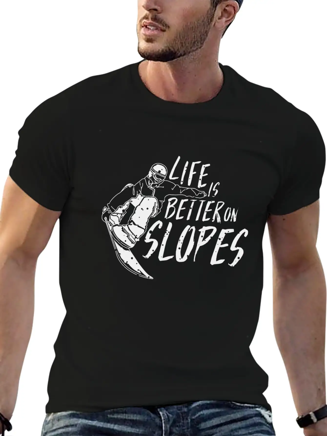 Life Is Better On Slopes Snowboard TShirt Winter Unisex Short Sleeve Soft Cotton T-Shirt – Casual Everyday Wear