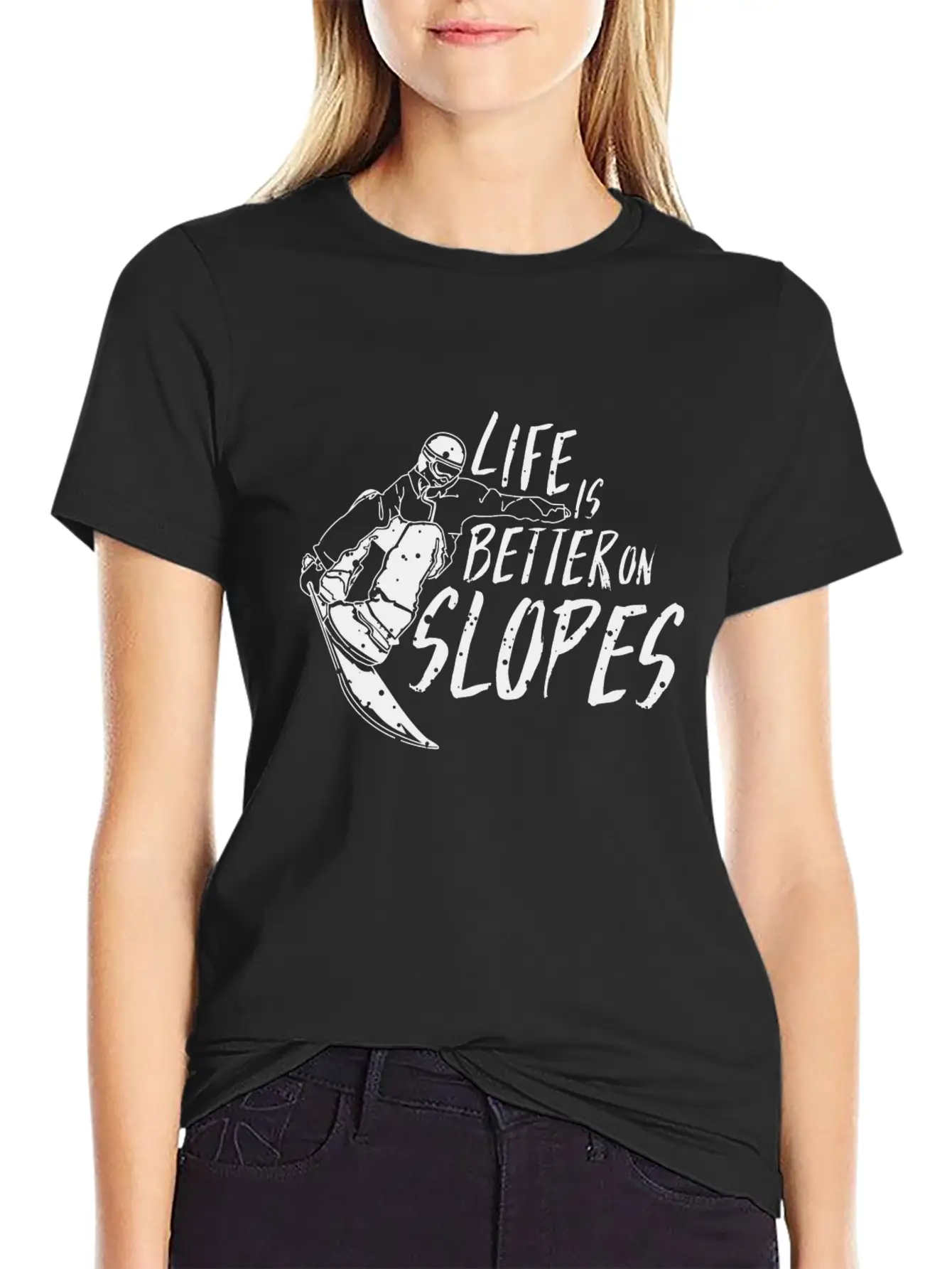 Life Is Better On Slopes Snowboard TShirt Winter Unisex Short Sleeve Soft Cotton T-Shirt – Casual Everyday Wear