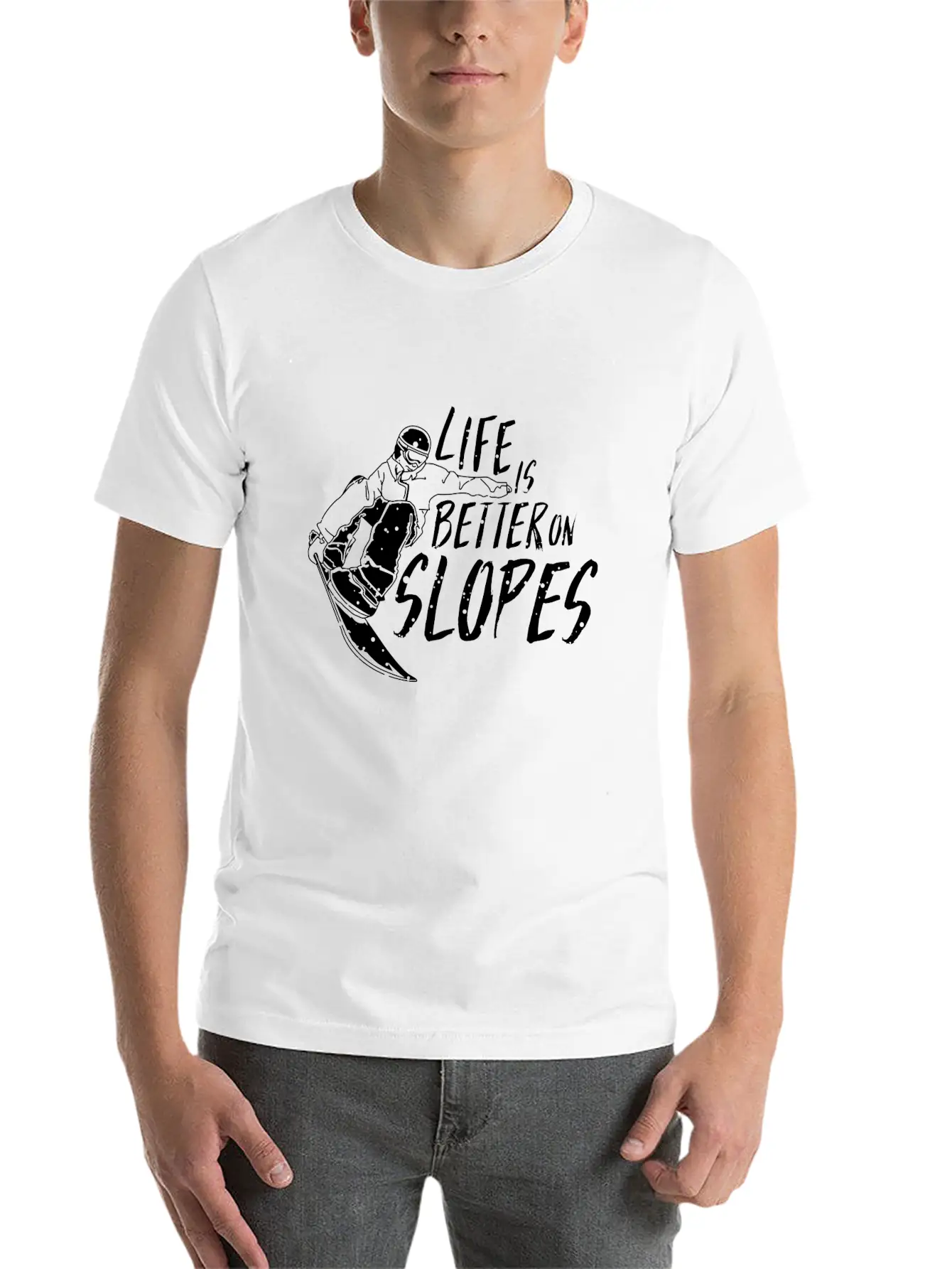 Life Is Better On Slopes Snowboard TShirt Winter Unisex Short Sleeve Soft Cotton T-Shirt – Casual Everyday Wear