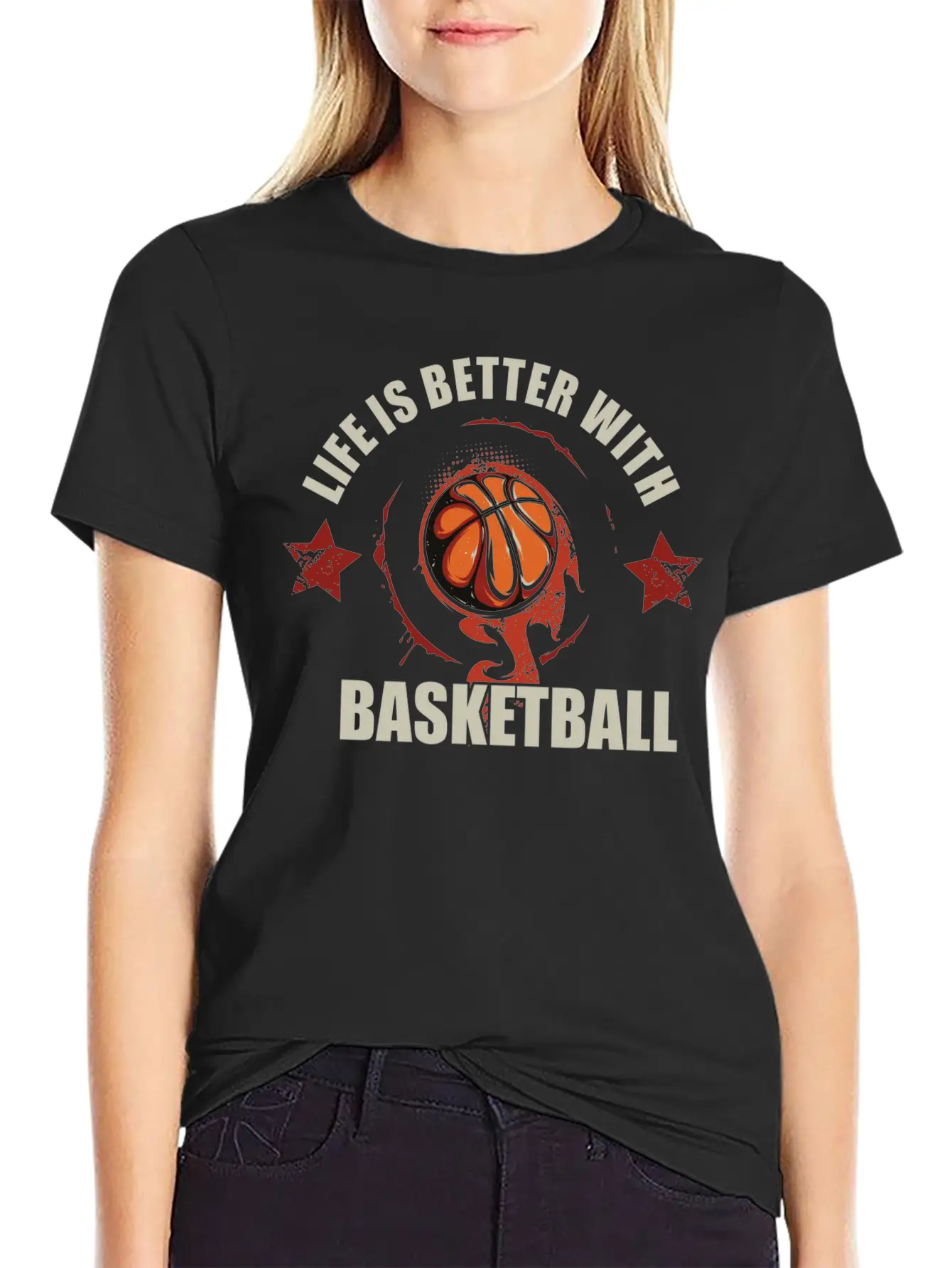 Life Is Better With Basketball Unisex Short Sleeve Soft Cotton T-Shirt – Casual Everyday Wear