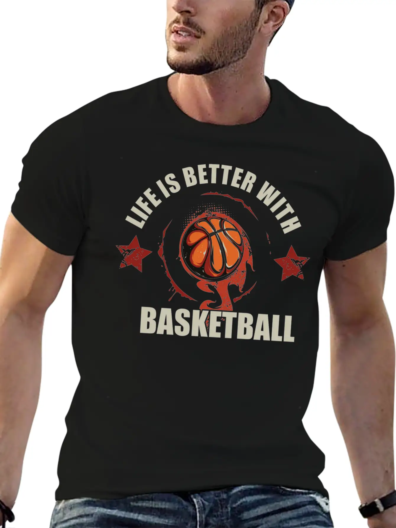 Life Is Better With Basketball Unisex Short Sleeve Soft Cotton T-Shirt – Casual Everyday Wear