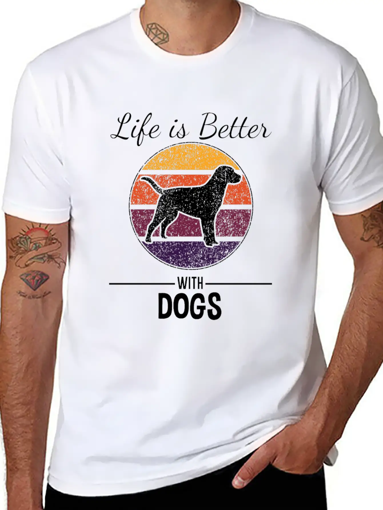 Life Is Better With Dogs - Dog Lover Basic Graphic T-Shirt – Daily Comfort In Soft Cotton