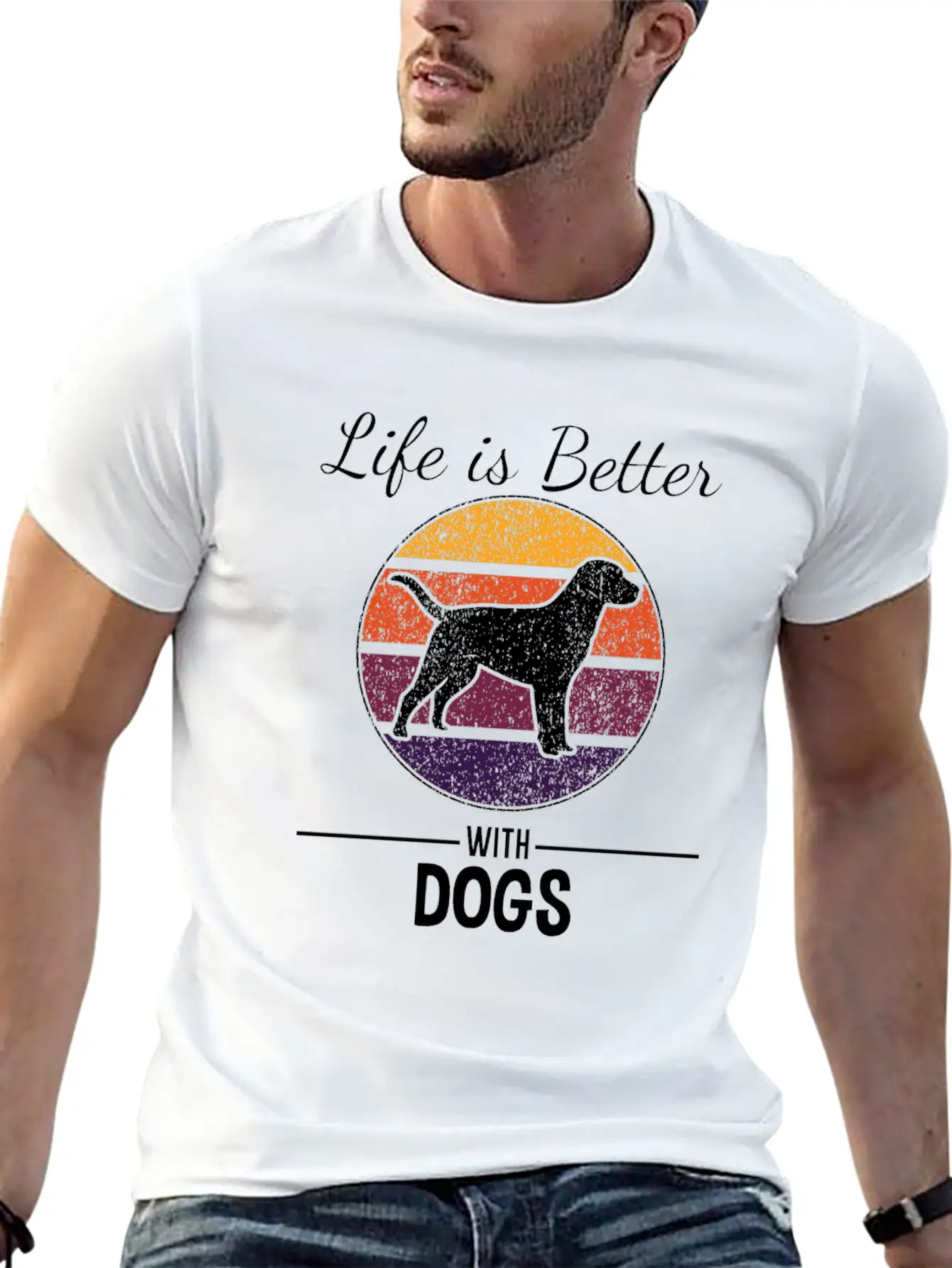 Life Is Better With Dogs - Dog Lover Basic Graphic T-Shirt – Daily Comfort In Soft Cotton