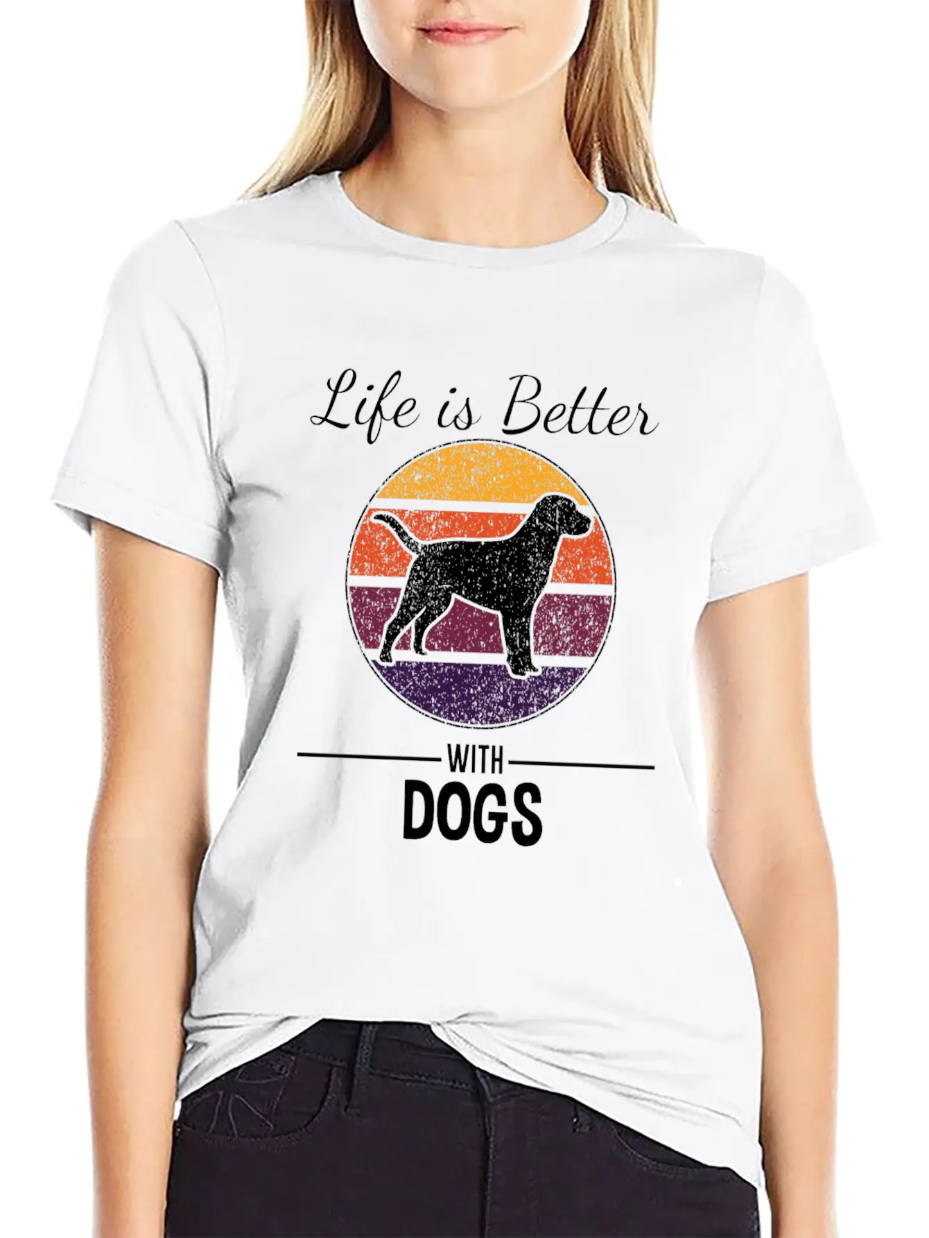 Life Is Better With Dogs - Dog Lover Basic Graphic T-Shirt – Daily Comfort In Soft Cotton