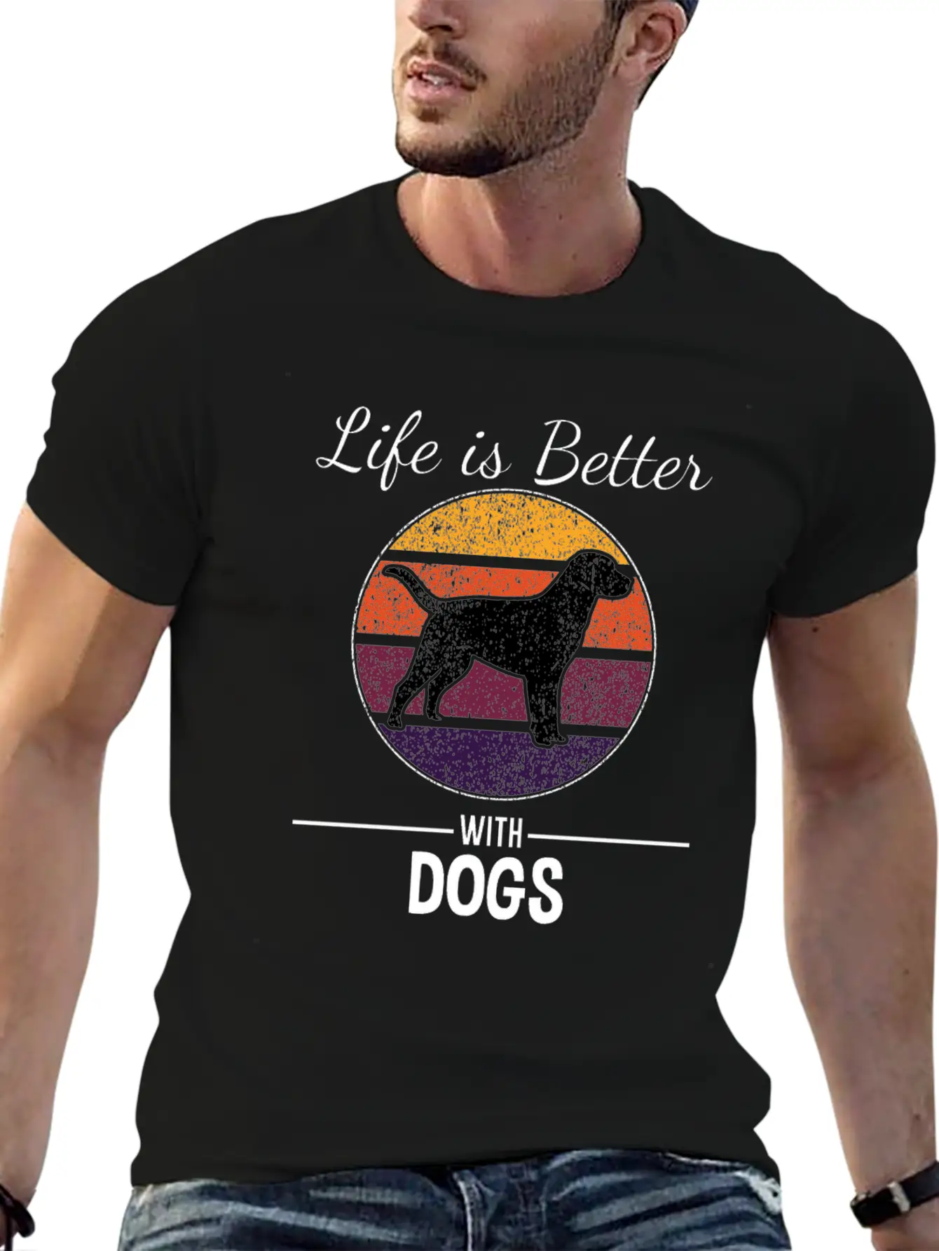 Life Is Better With Dogs - Dog Lover Basic Graphic T-Shirt – Daily Comfort In Soft Cotton