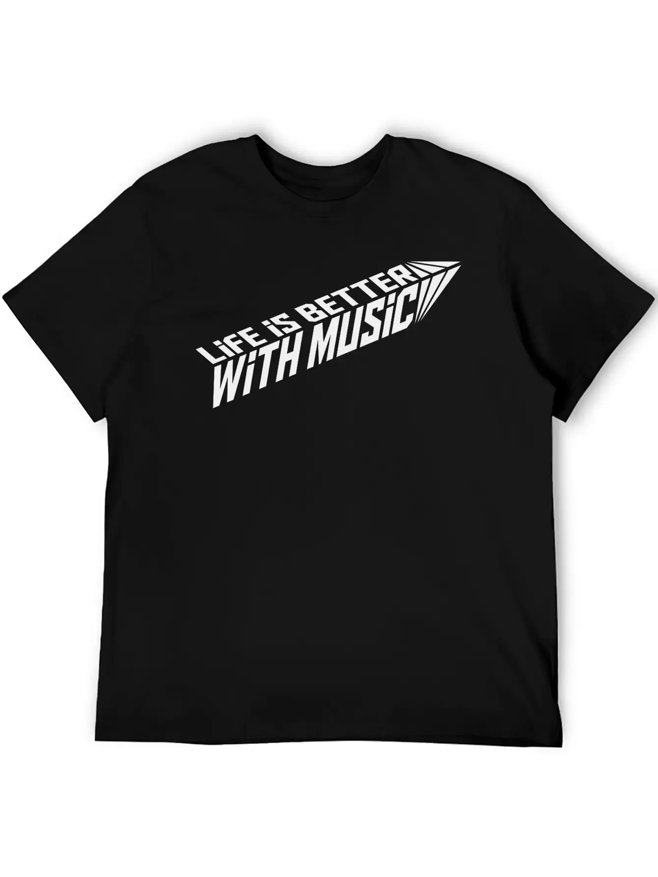 Life Is Better With Music Arrow Cool Party Logo Ce Stylish Everyday T-Shirt – Unisex Basic Cotton Tee