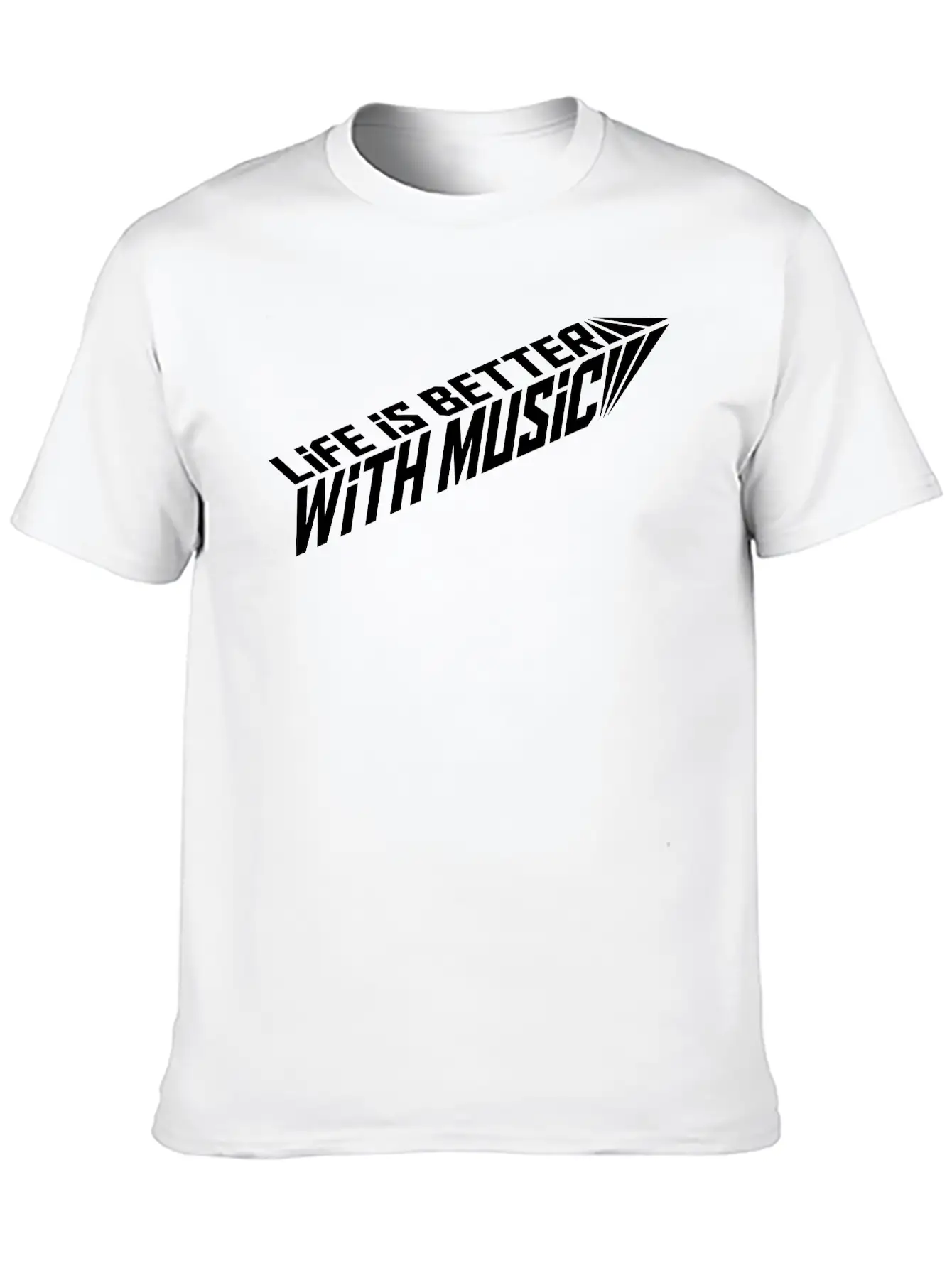 Life Is Better With Music Arrow Cool Party Logo Ce Stylish Everyday T-Shirt – Unisex Basic Cotton Tee