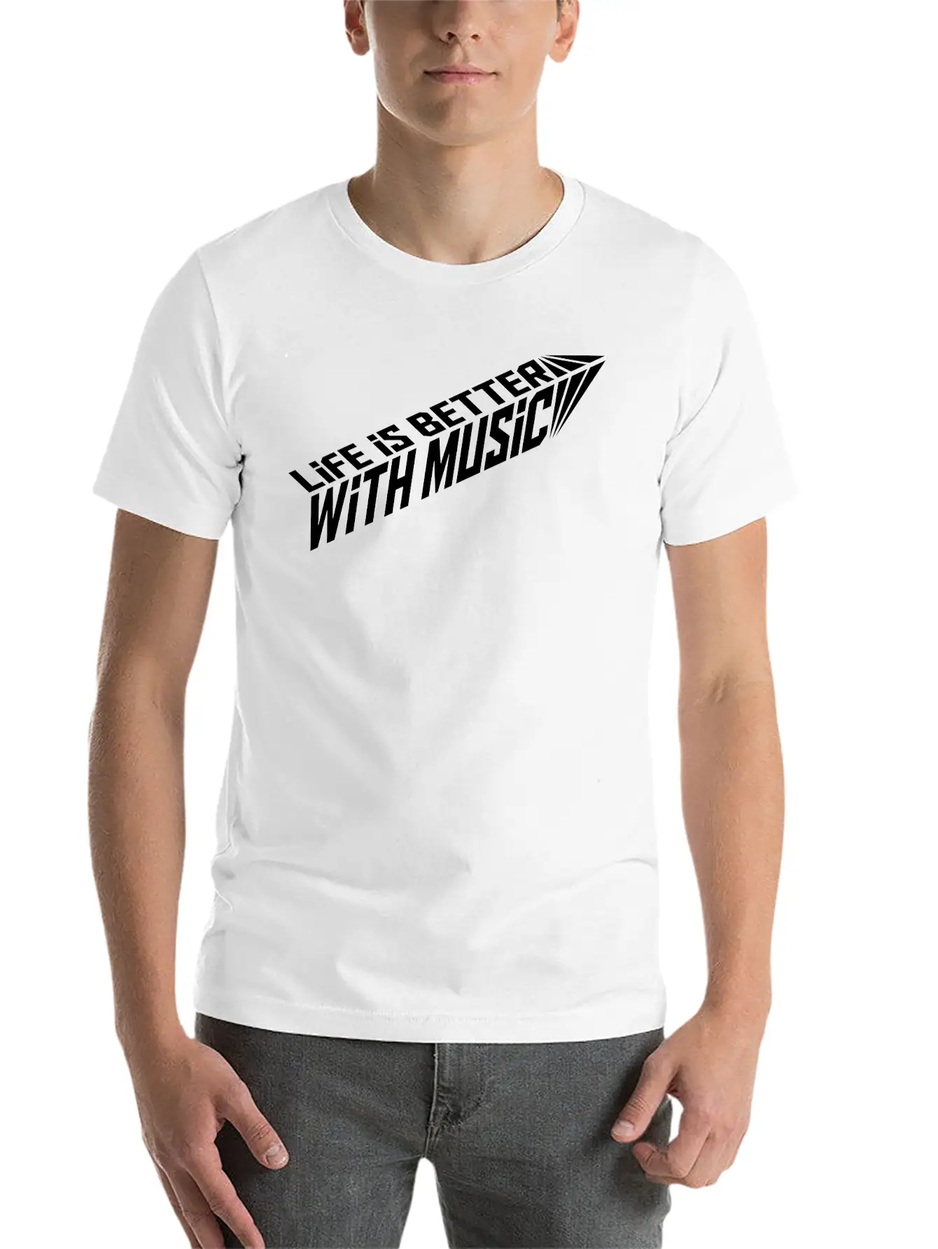 Life Is Better With Music Arrow Cool Party Logo Ce Stylish Everyday T-Shirt – Unisex Basic Cotton Tee