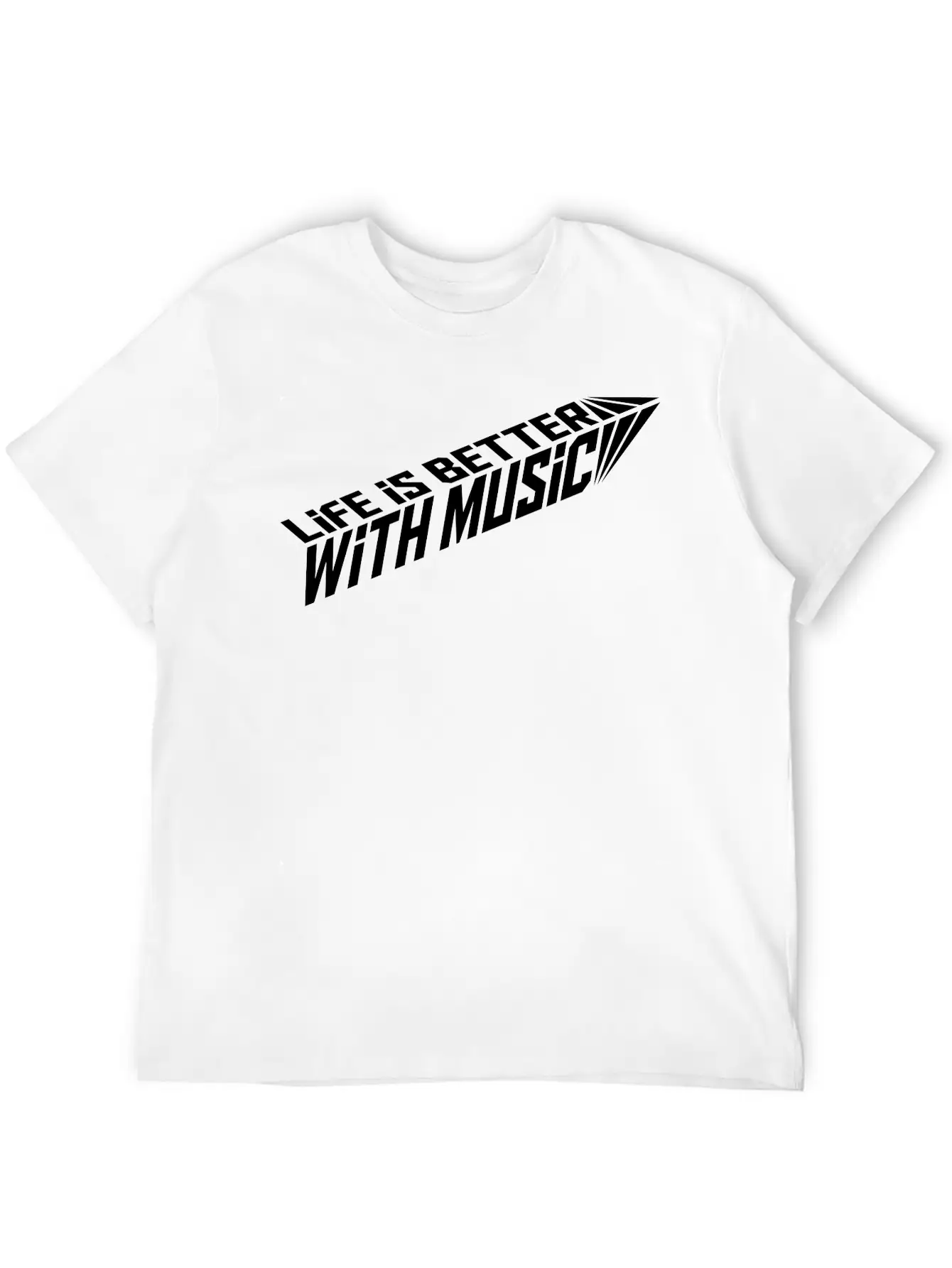 Life Is Better With Music Arrow Cool Party Logo Ce Stylish Everyday T-Shirt – Unisex Basic Cotton Tee