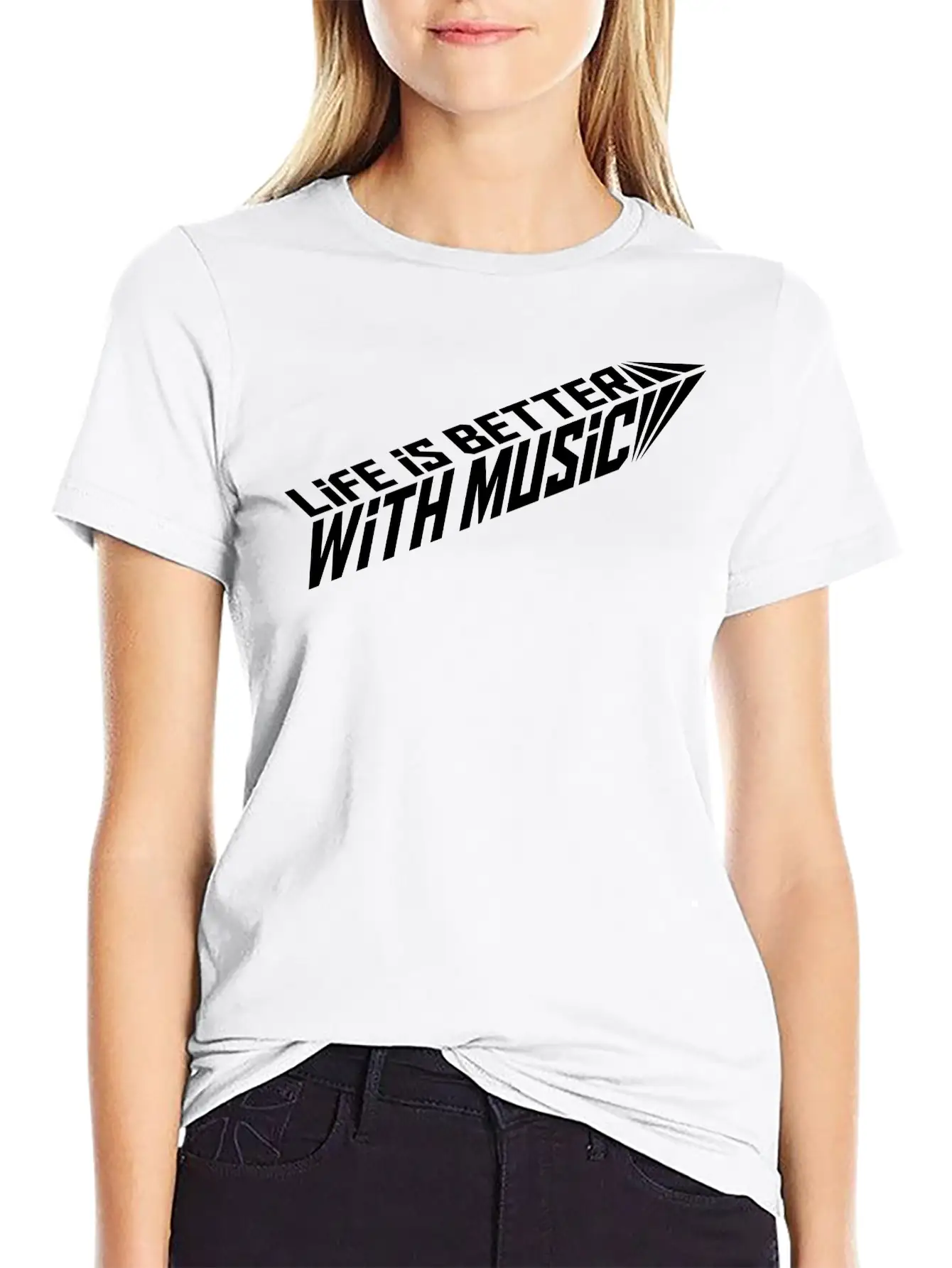 Life Is Better With Music Arrow Cool Party Logo Ce Stylish Everyday T-Shirt – Unisex Basic Cotton Tee