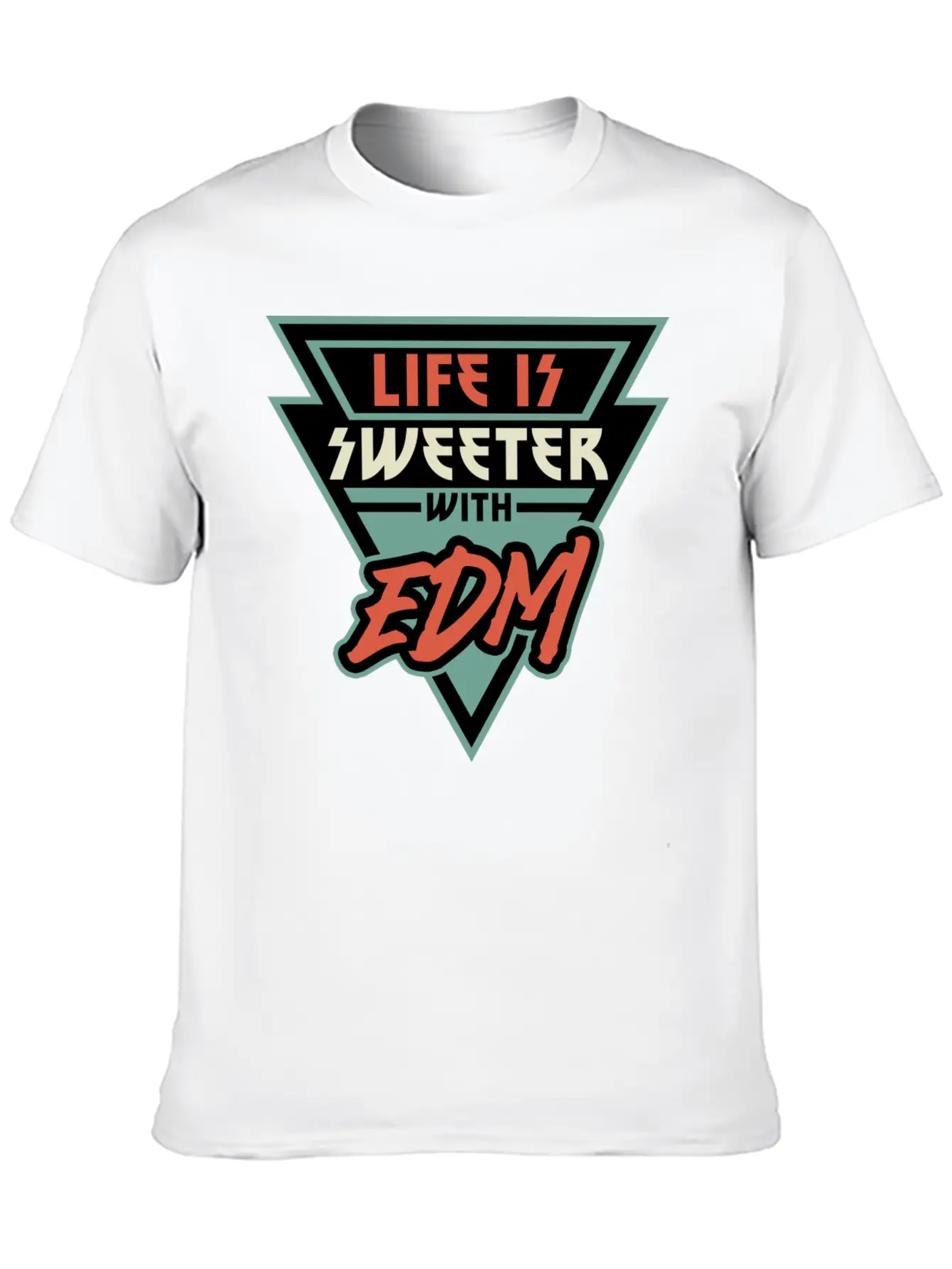 Life Is Sweeter With EDM Vibe Triangle Unisex Short Sleeve Soft Cotton T-Shirt – Casual Everyday Wear