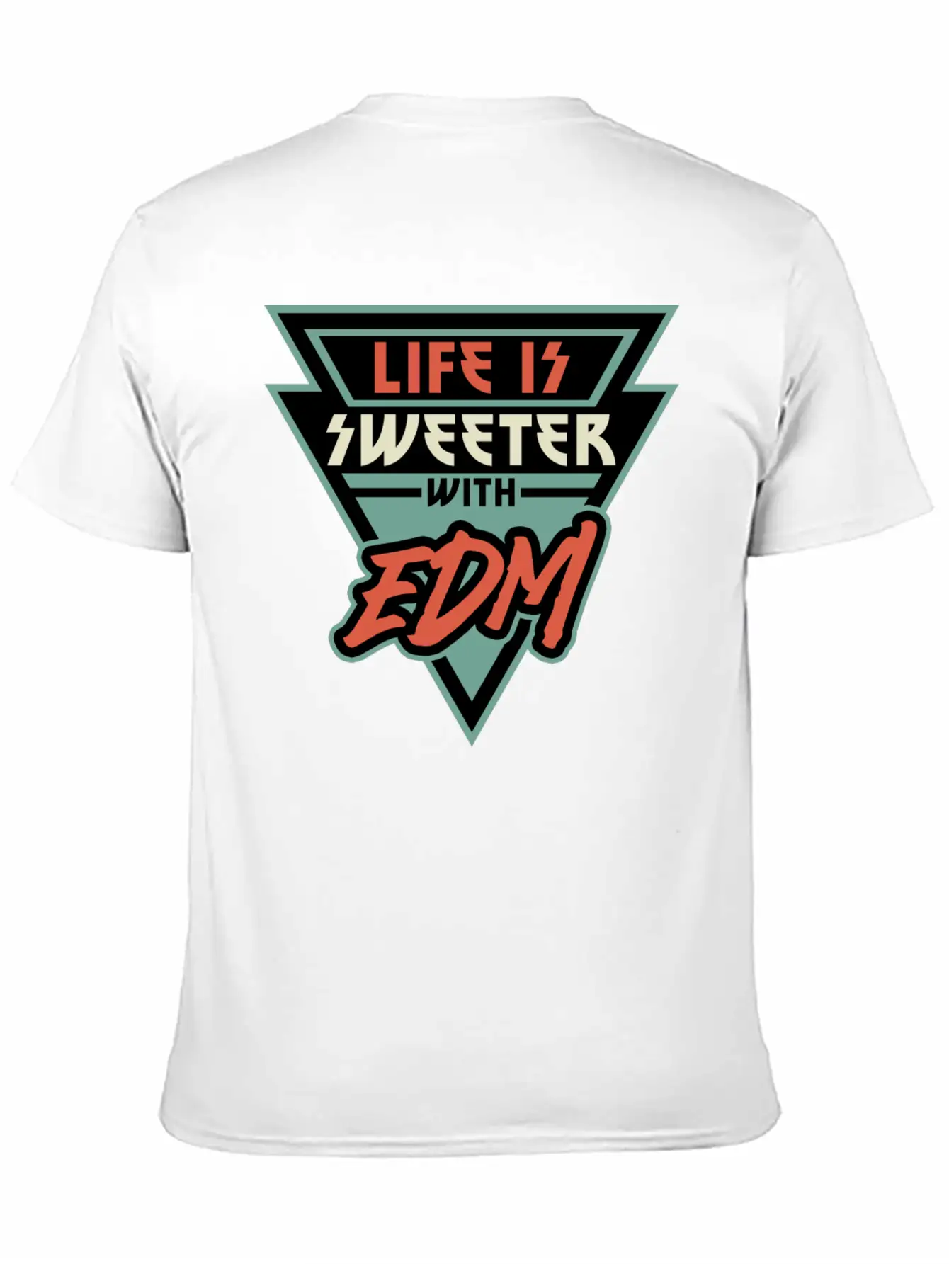 Life Is Sweeter With EDM Vibe Triangle Unisex Short Sleeve Soft Cotton T-Shirt – Casual Everyday Wear