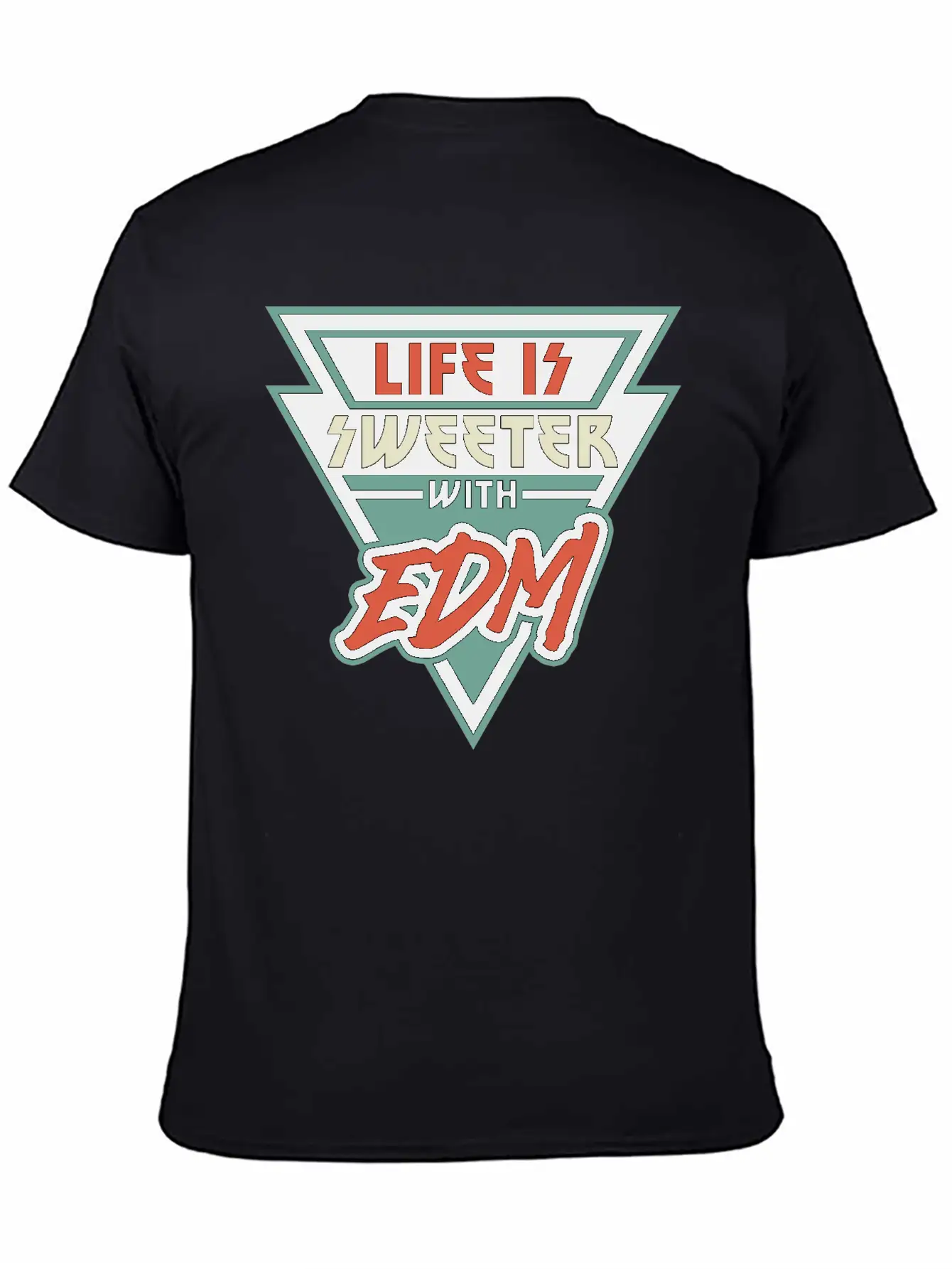 Life Is Sweeter With EDM Vibe Triangle Unisex Short Sleeve Soft Cotton T-Shirt – Casual Everyday Wear