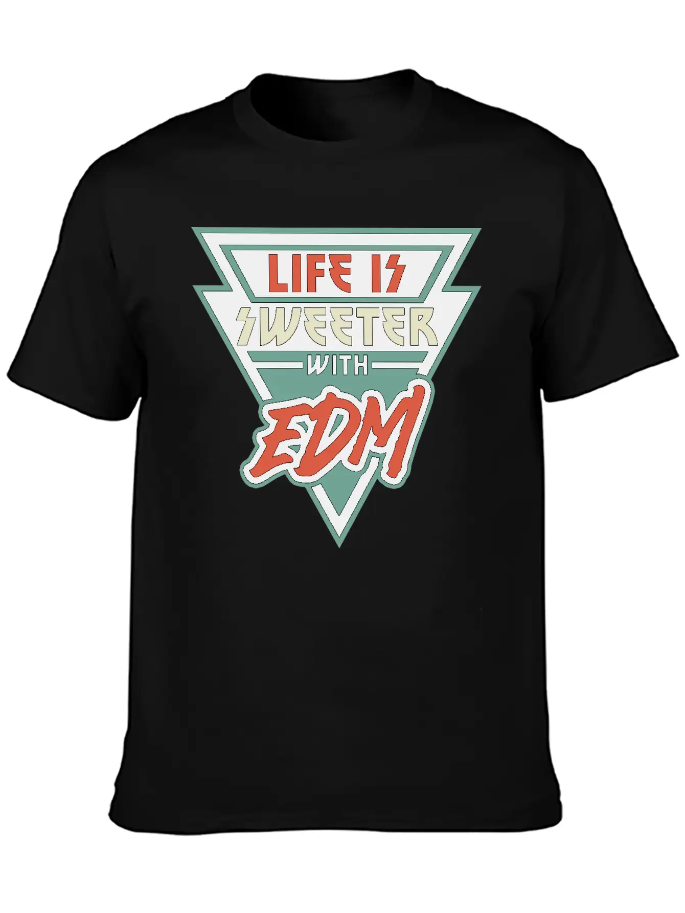 Life Is Sweeter With EDM Vibe Triangle Unisex Short Sleeve Soft Cotton T-Shirt – Casual Everyday Wear