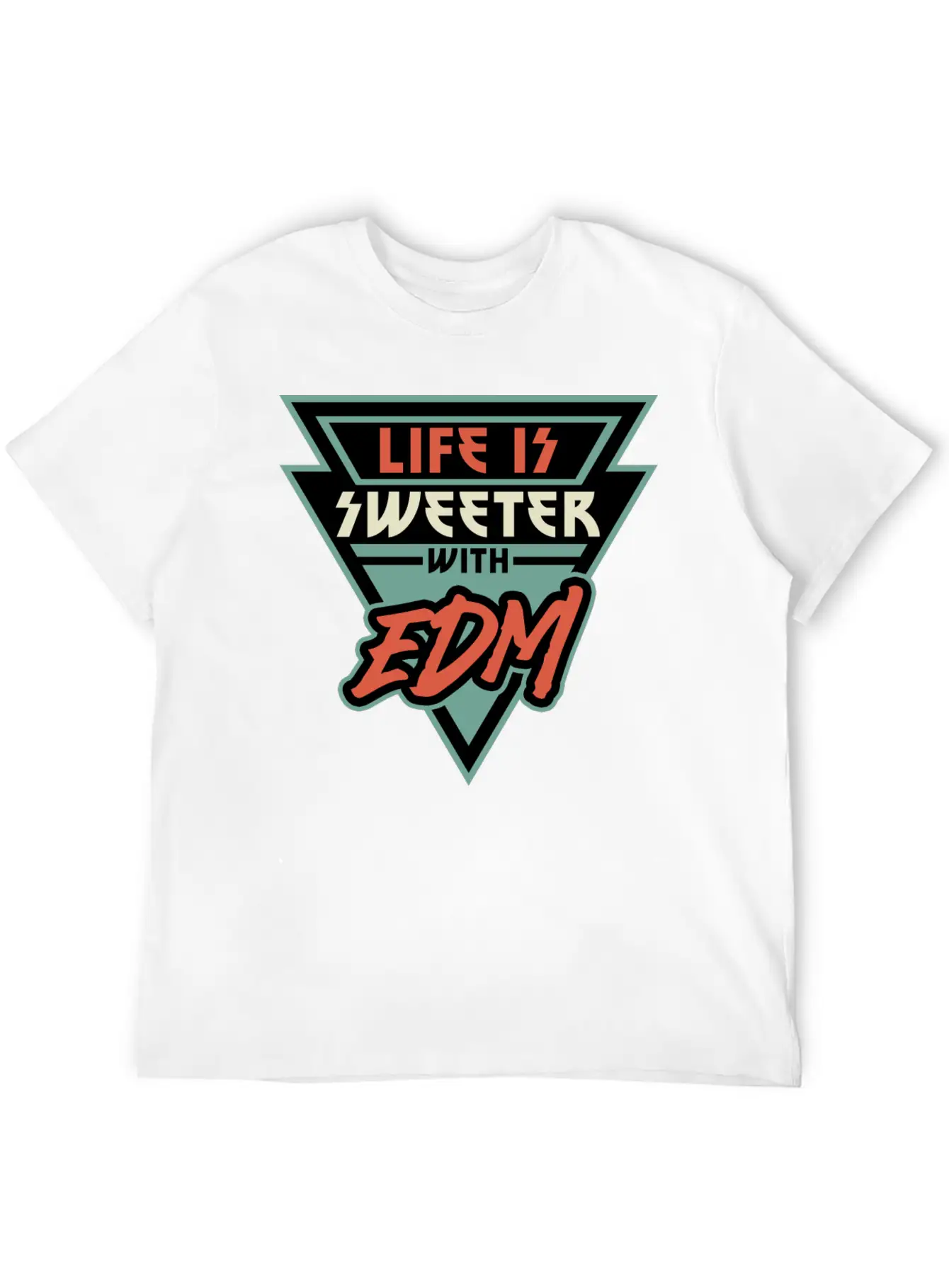 Life Is Sweeter With EDM Vibe Triangle Unisex Short Sleeve Soft Cotton T-Shirt – Casual Everyday Wear