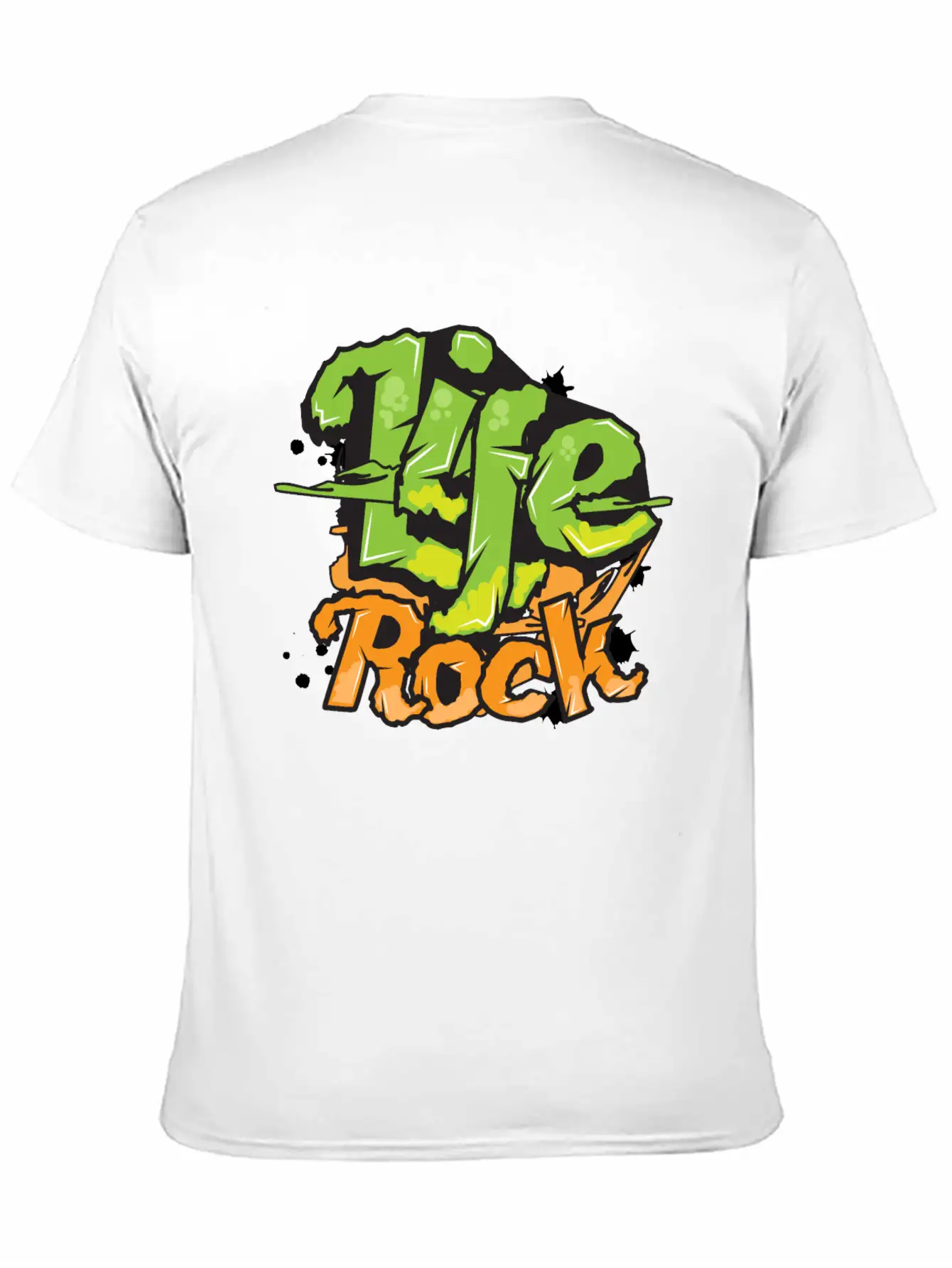 Life Rock Text Art- Graffiti Grunge Style Design Stylish Everyday T-Shirt – Unisex Basic Cotton Tee