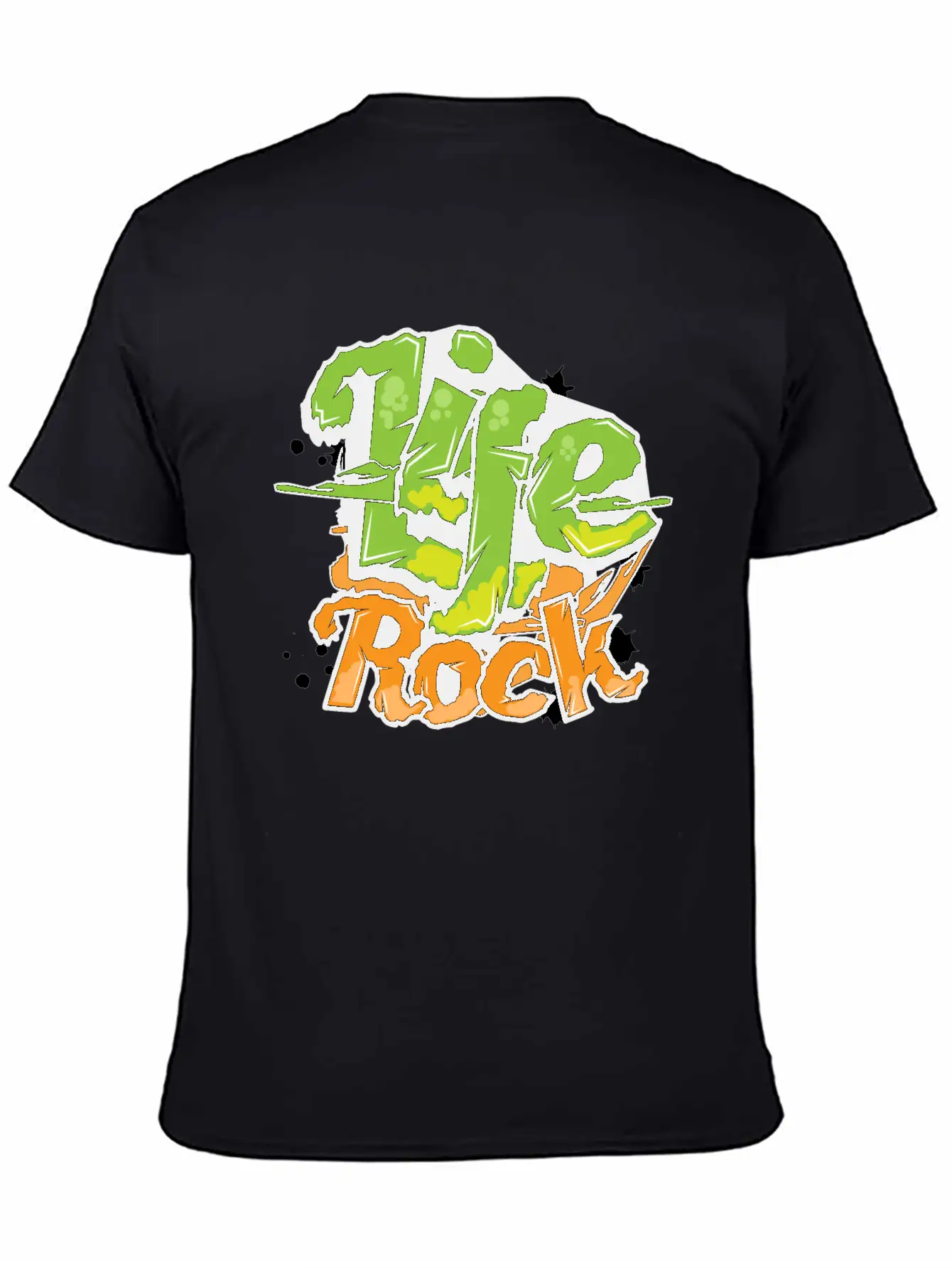 Life Rock Text Art- Graffiti Grunge Style Design Stylish Everyday T-Shirt – Unisex Basic Cotton Tee