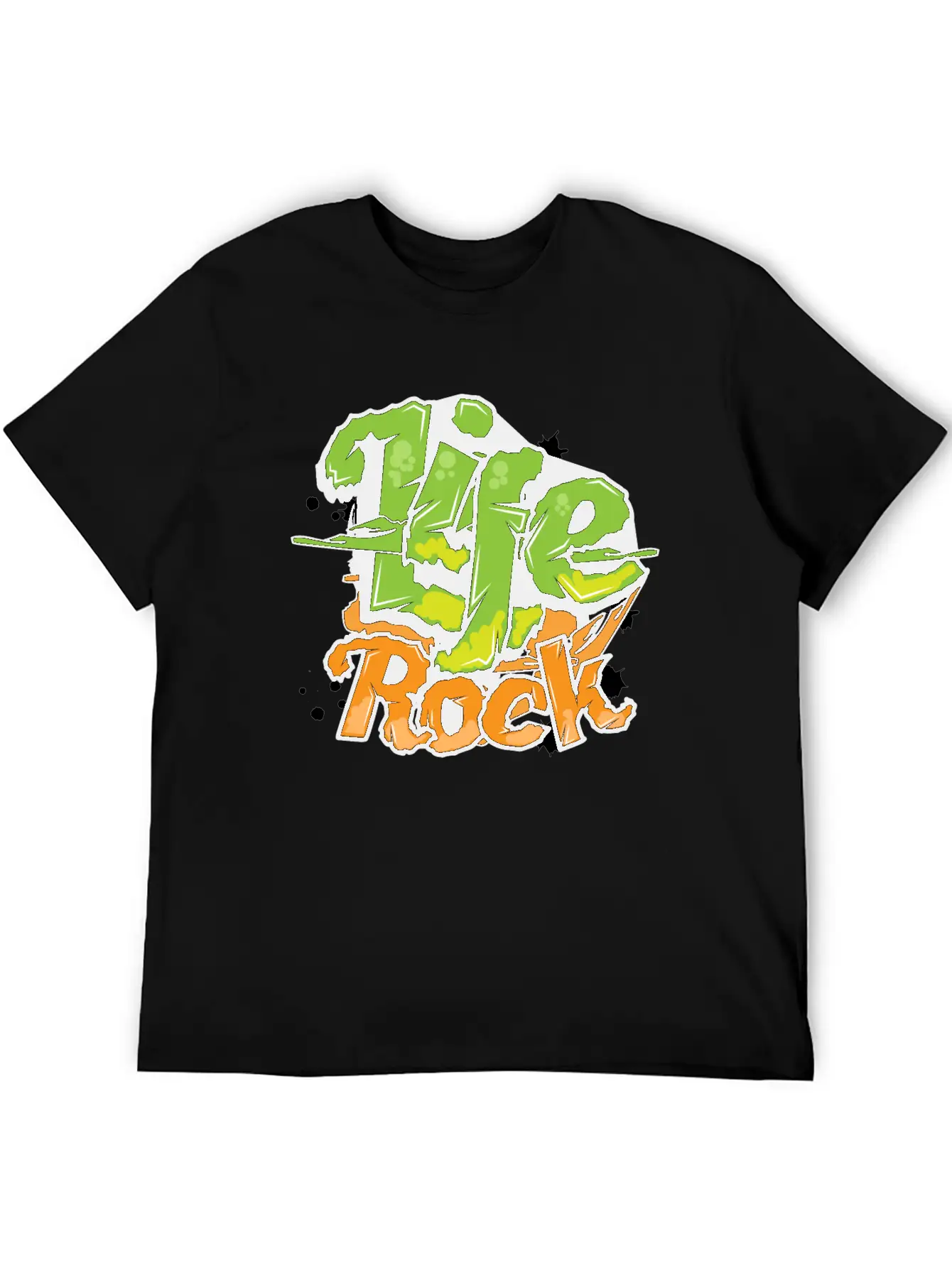 Life Rock Text Art- Graffiti Grunge Style Design Stylish Everyday T-Shirt – Unisex Basic Cotton Tee