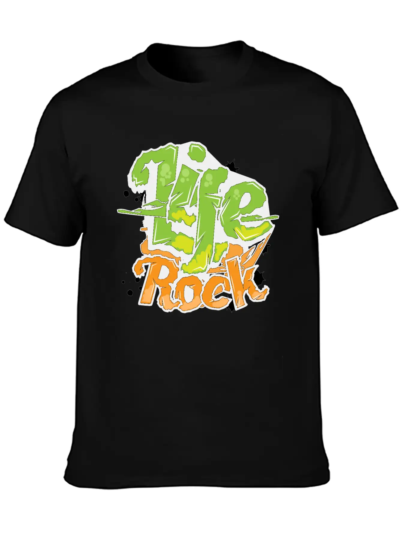 Life Rock Text Art- Graffiti Grunge Style Design Stylish Everyday T-Shirt – Unisex Basic Cotton Tee