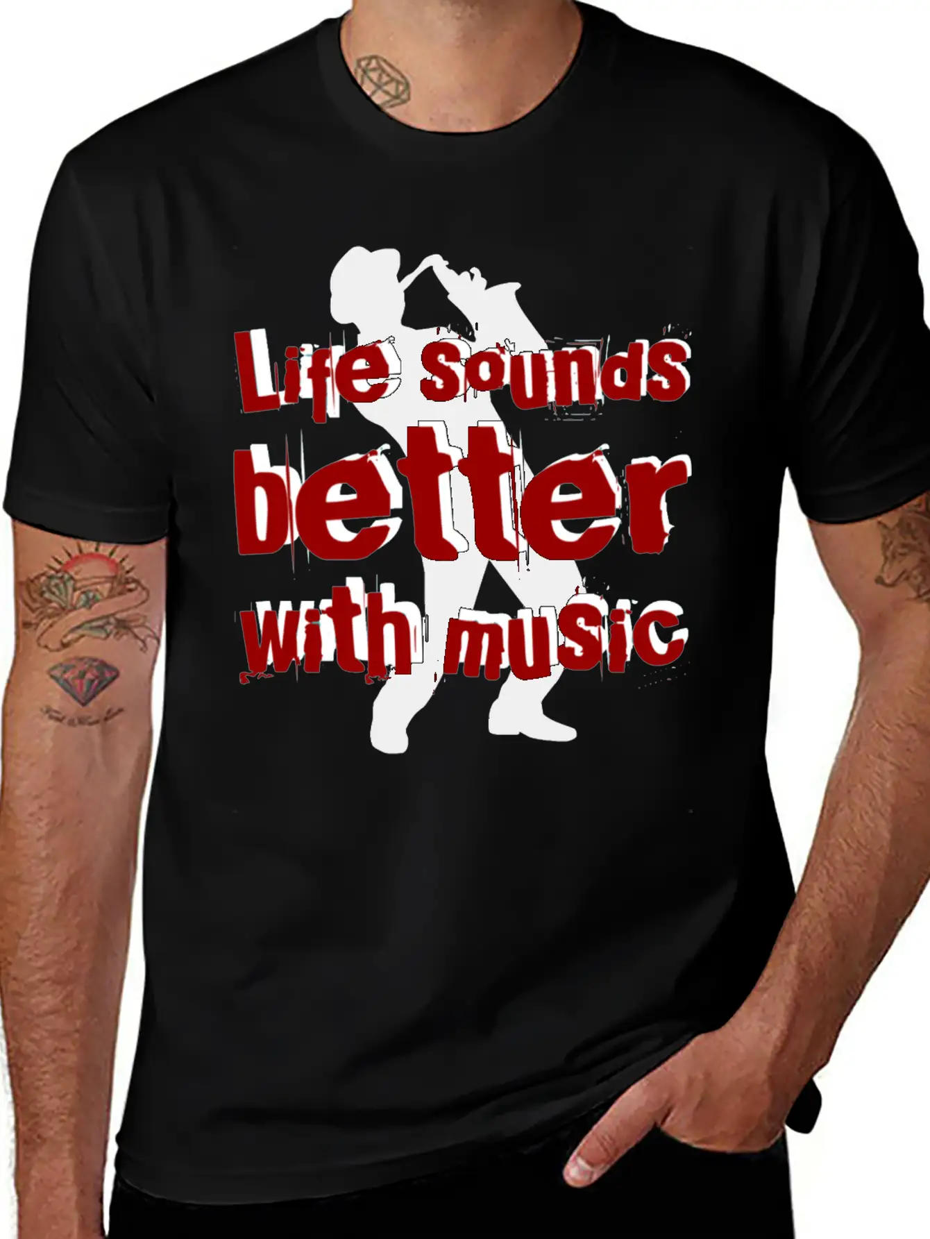 Life Sounds Better With Music Rb Unisex Short Sleeve Soft Cotton T-Shirt – Casual Everyday Wear