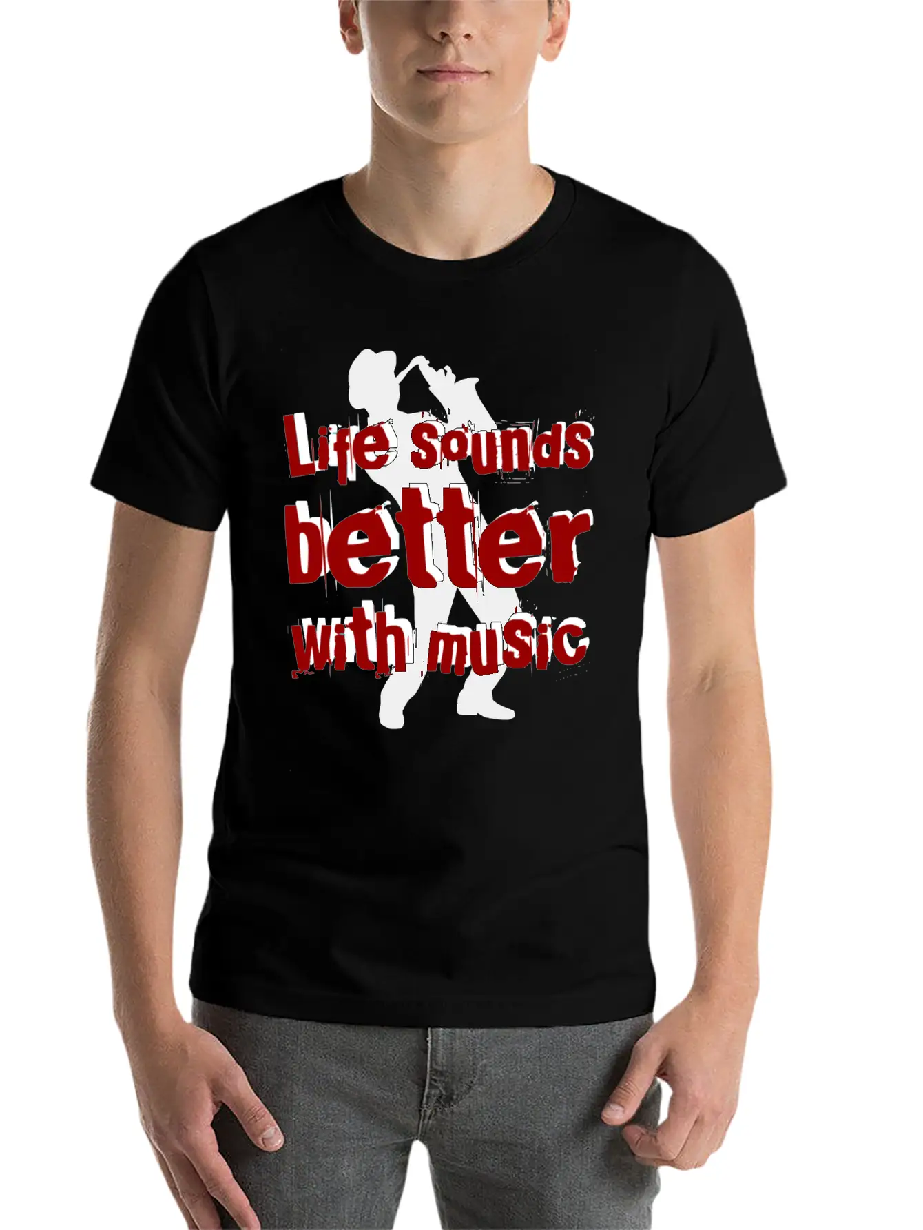 Life Sounds Better With Music Rb Unisex Short Sleeve Soft Cotton T-Shirt – Casual Everyday Wear