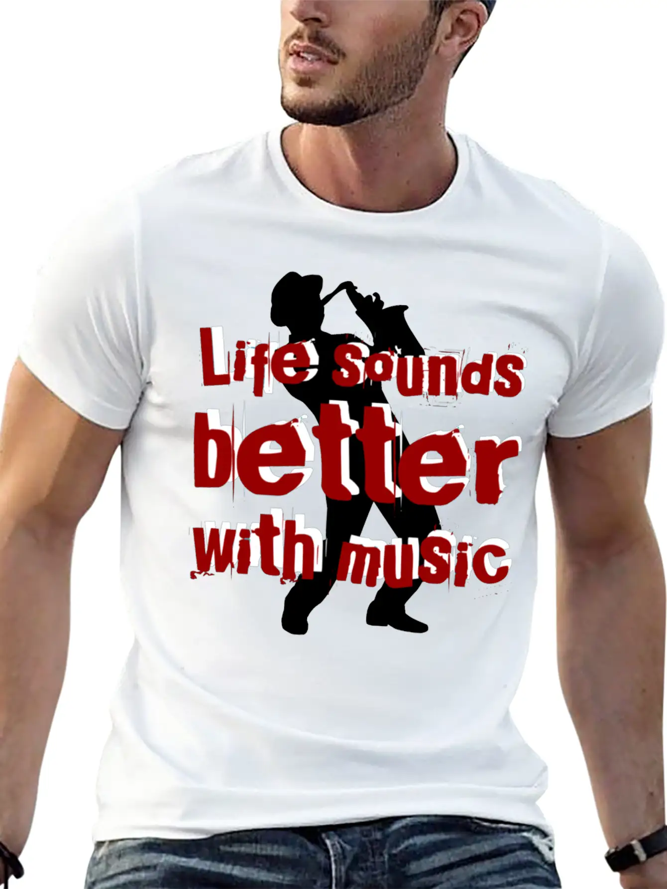 Life Sounds Better With Music Rb Unisex Short Sleeve Soft Cotton T-Shirt – Casual Everyday Wear