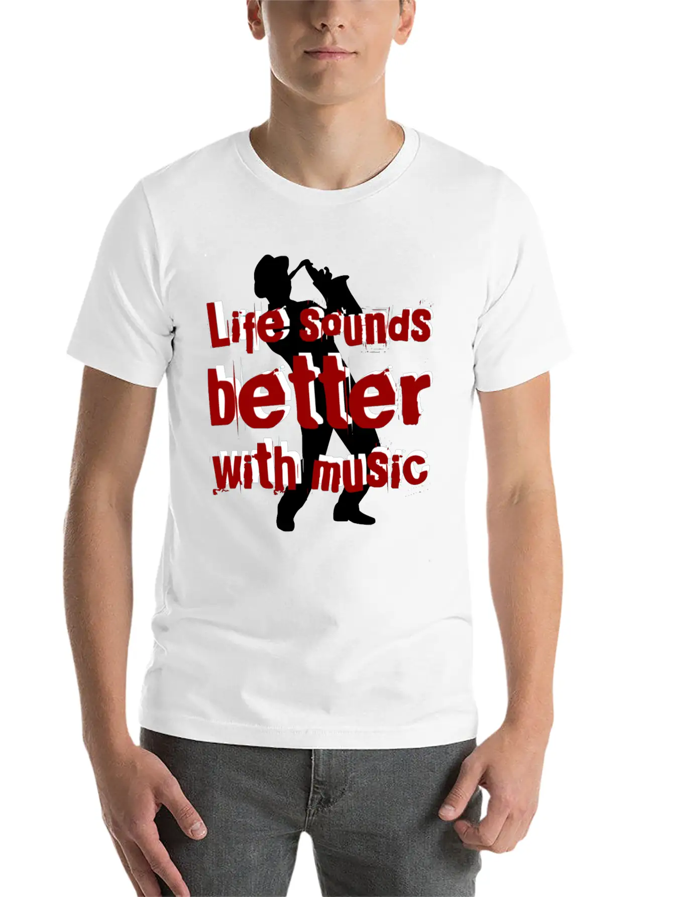 Life Sounds Better With Music Rb Unisex Short Sleeve Soft Cotton T-Shirt – Casual Everyday Wear