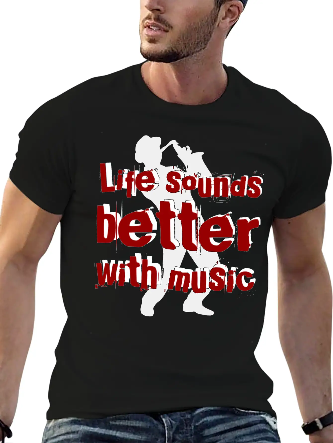 Life Sounds Better With Music Rb Unisex Short Sleeve Soft Cotton T-Shirt – Casual Everyday Wear
