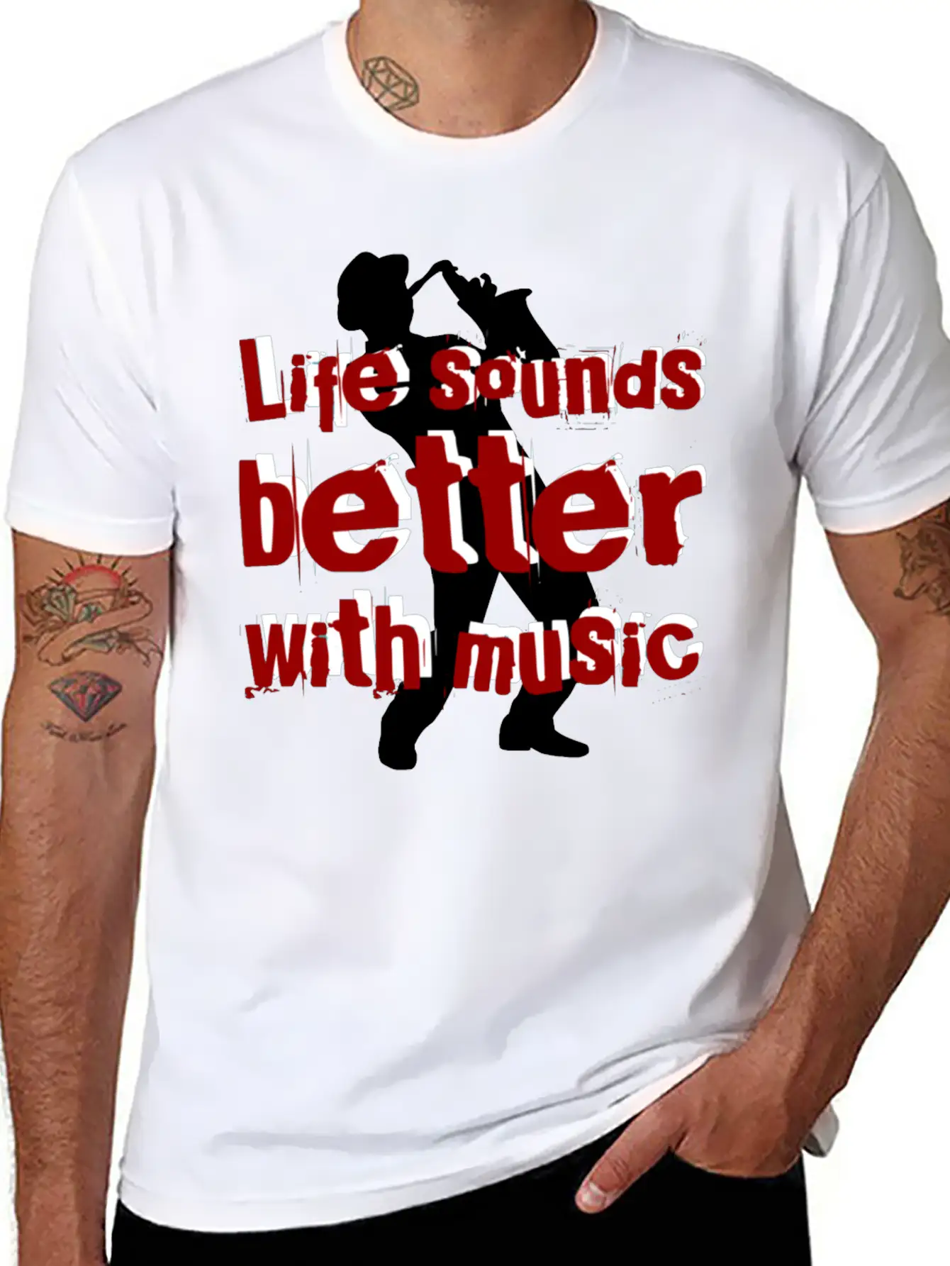 Life Sounds Better With Music Rb Unisex Short Sleeve Soft Cotton T-Shirt – Casual Everyday Wear