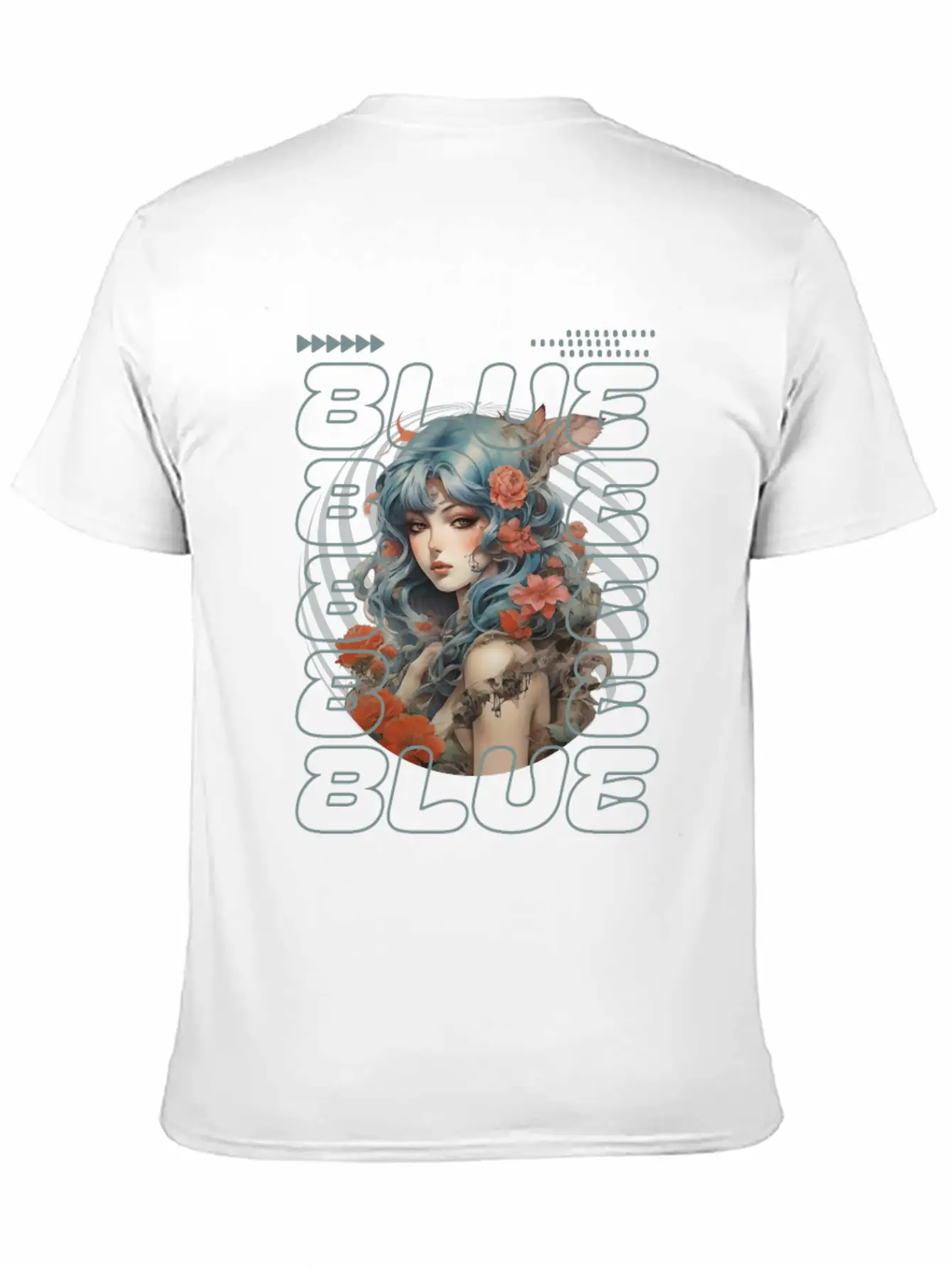 Light Blue-haired Girl Amidst Red Florals Essential Unisex Summer Tee – Soft Cotton Casual Fit