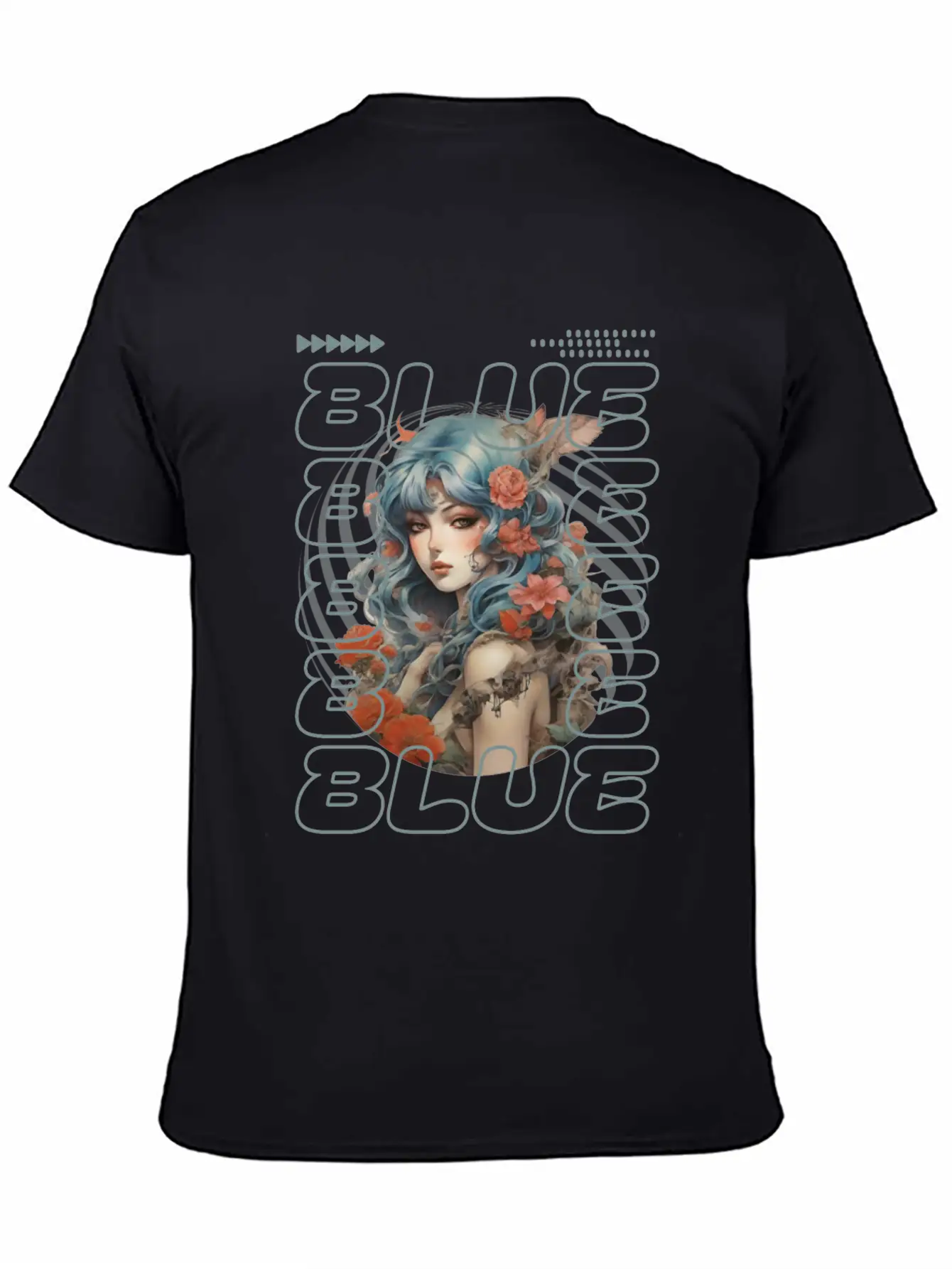 Light Blue-haired Girl Amidst Red Florals Essential Unisex Summer Tee – Soft Cotton Casual Fit