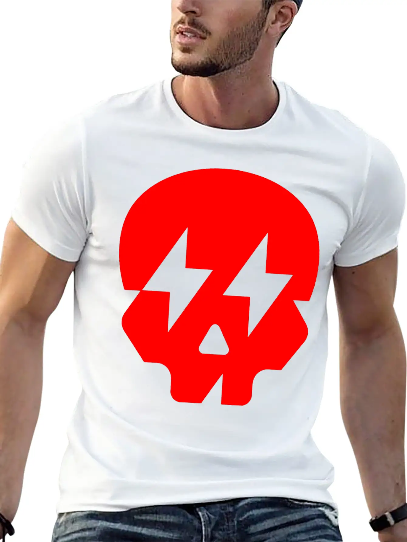 LIghtning Skull Unisex Casual T-Shirt – Clean Design For Daily Comfort