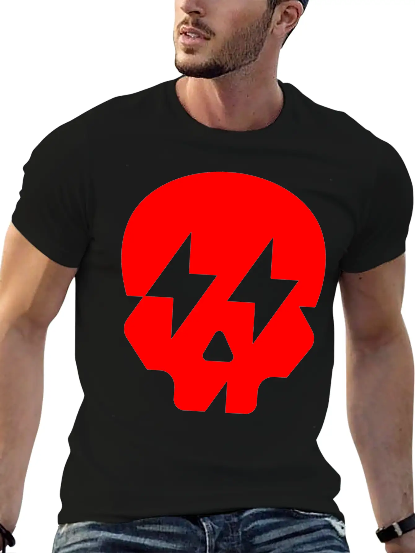 LIghtning Skull Unisex Casual T-Shirt – Clean Design For Daily Comfort