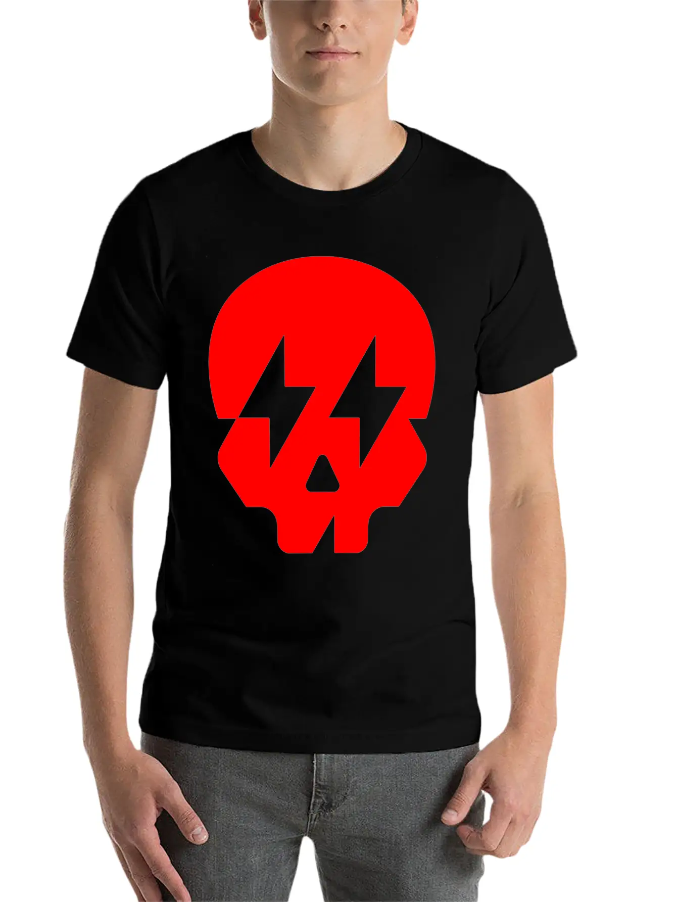 LIghtning Skull Unisex Casual T-Shirt – Clean Design For Daily Comfort