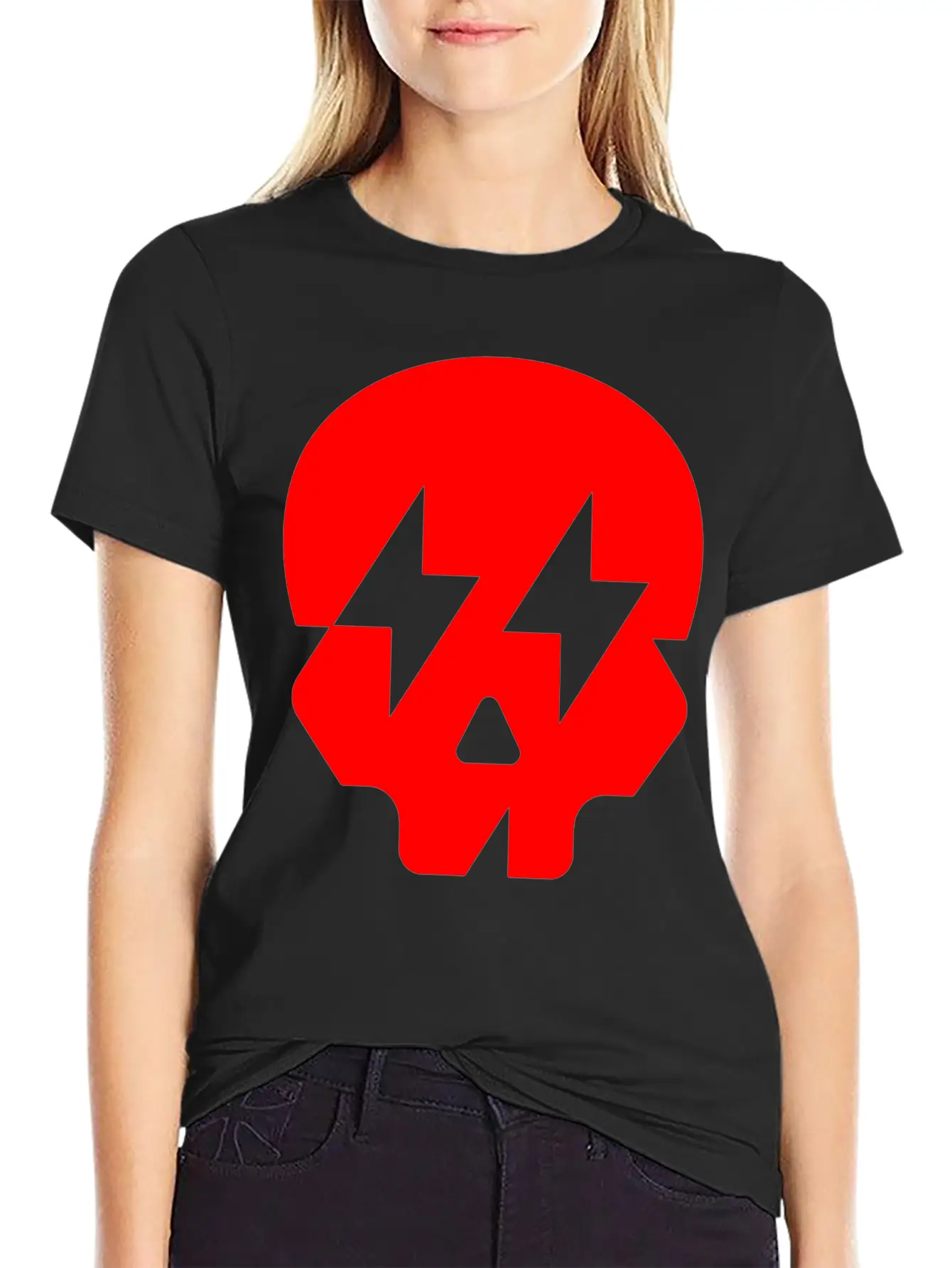 LIghtning Skull Unisex Casual T-Shirt – Clean Design For Daily Comfort