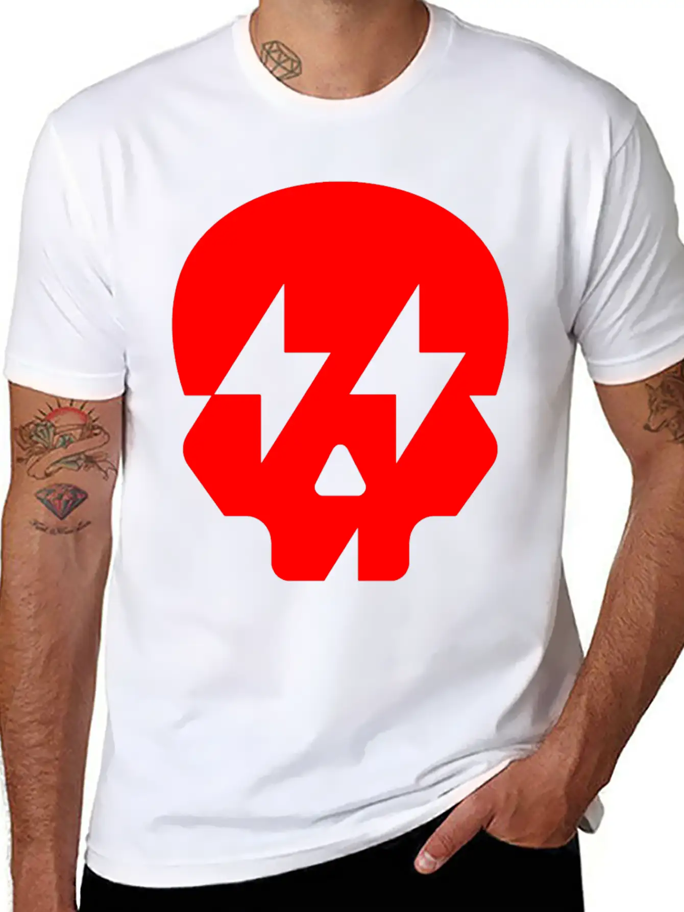 LIghtning Skull Unisex Casual T-Shirt – Clean Design For Daily Comfort