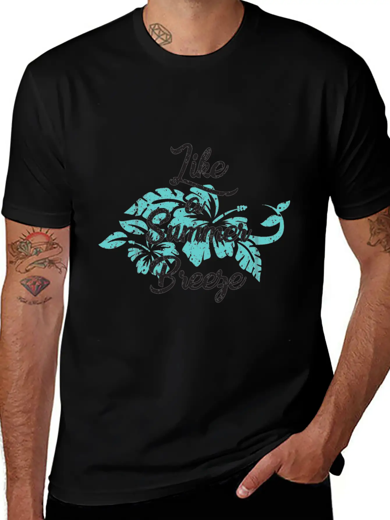 Like A Summer Breeze - Floral Tropical Unisex Casual T-Shirt – Clean Design For Daily Comfort