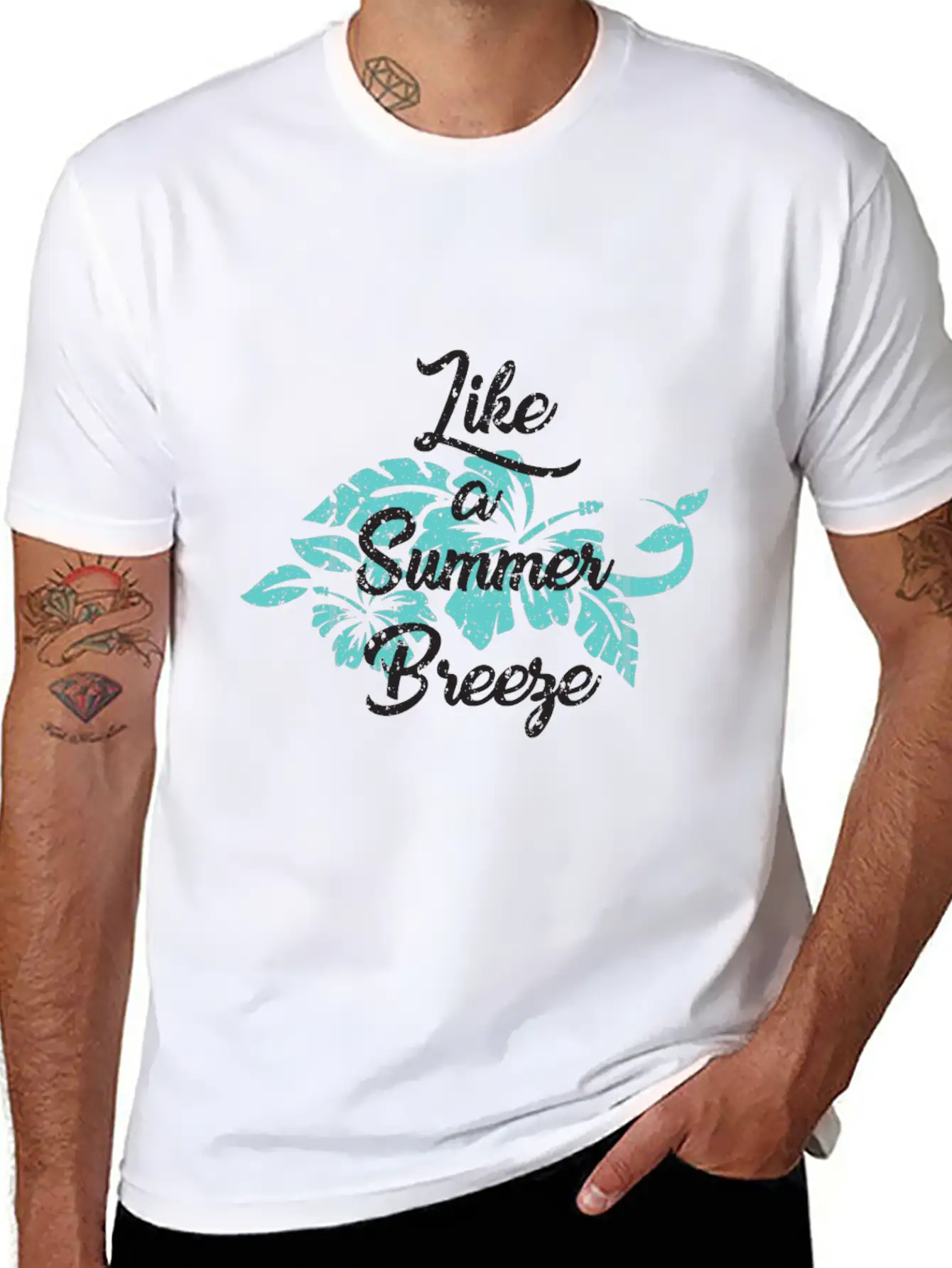 Like A Summer Breeze - Floral Tropical Unisex Casual T-Shirt – Clean Design For Daily Comfort