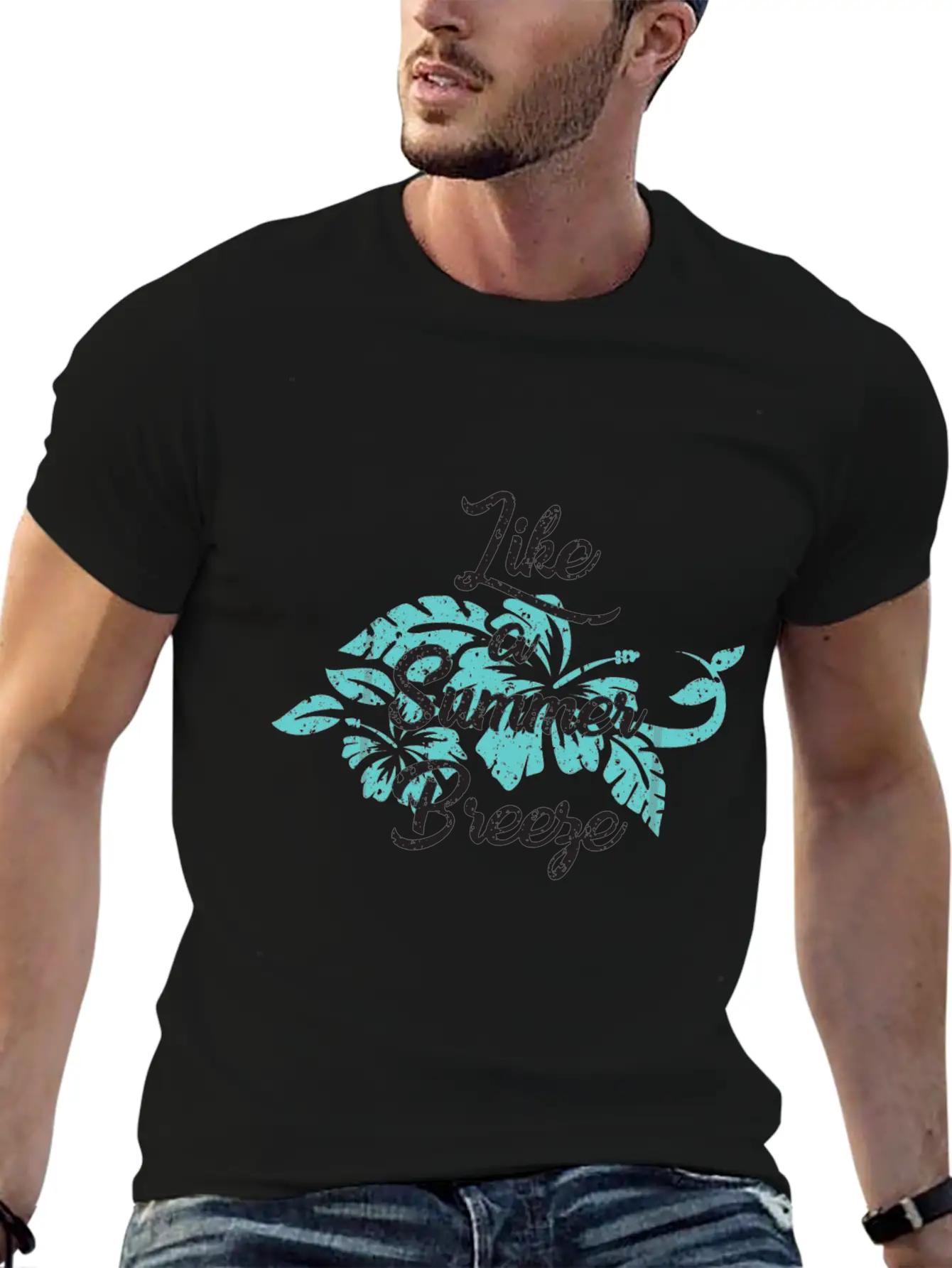 Like A Summer Breeze - Floral Tropical Unisex Casual T-Shirt – Clean Design For Daily Comfort