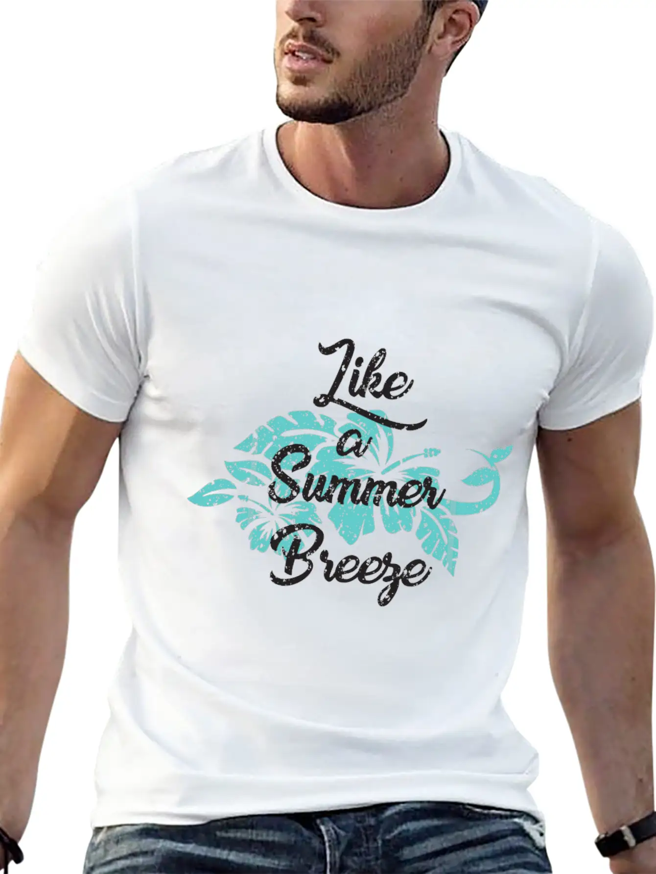Like A Summer Breeze - Floral Tropical Unisex Casual T-Shirt – Clean Design For Daily Comfort