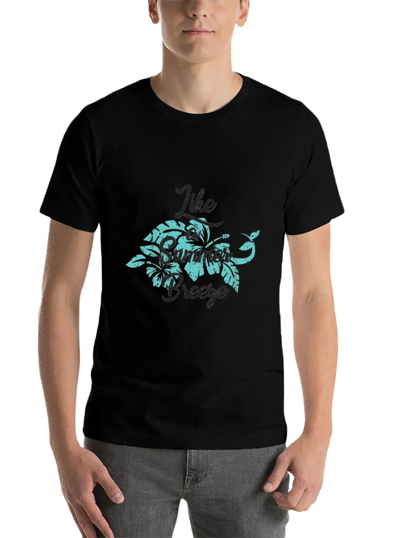 Like A Summer Breeze - Floral Tropical Unisex Casual T-Shirt – Clean Design For Daily Comfort