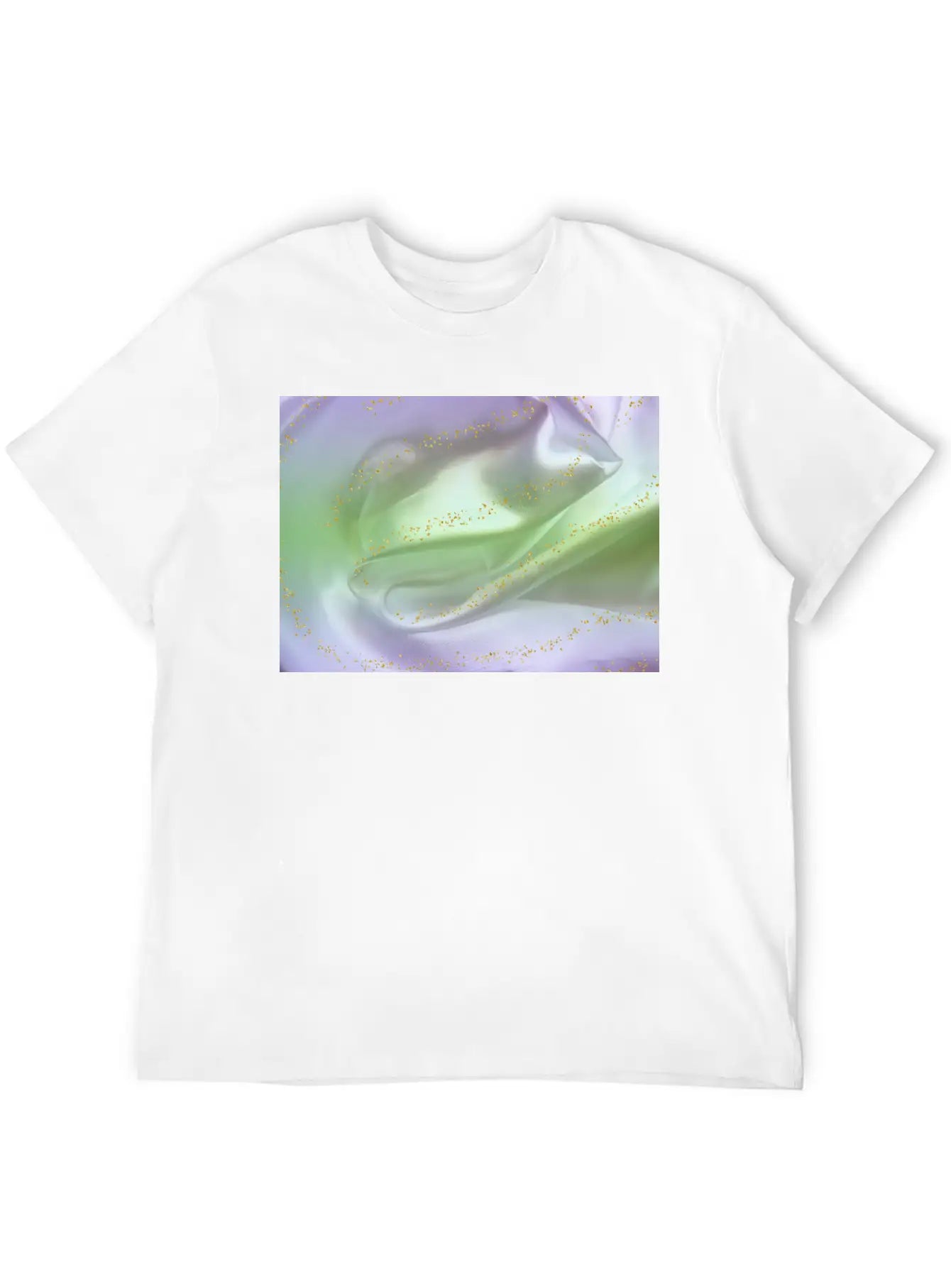 Lilac Green Satin Gold Glitter Timeless Short Sleeve Tee – Comfy And Minimalist Design