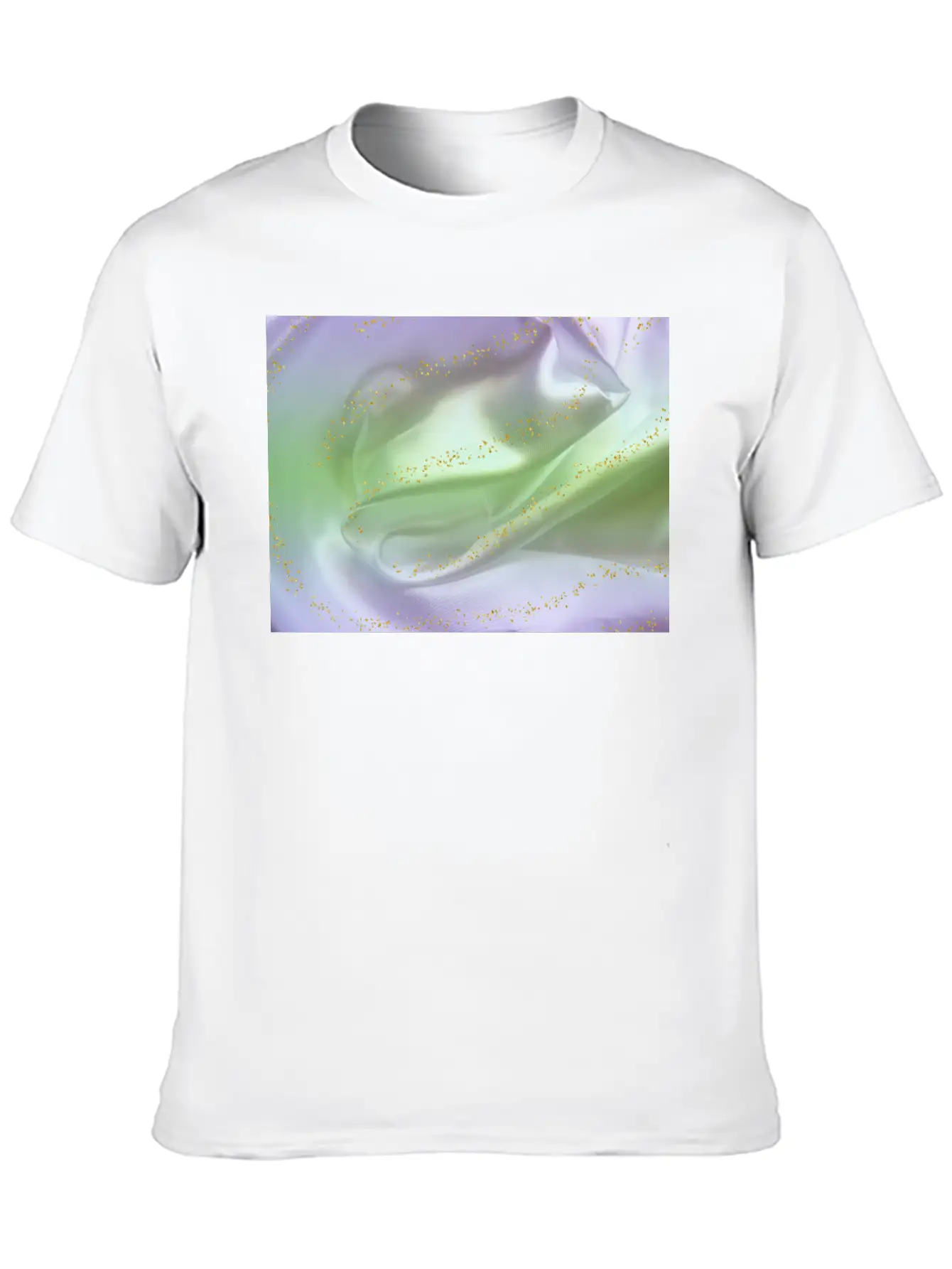 Lilac Green Satin Gold Glitter Timeless Short Sleeve Tee – Comfy And Minimalist Design