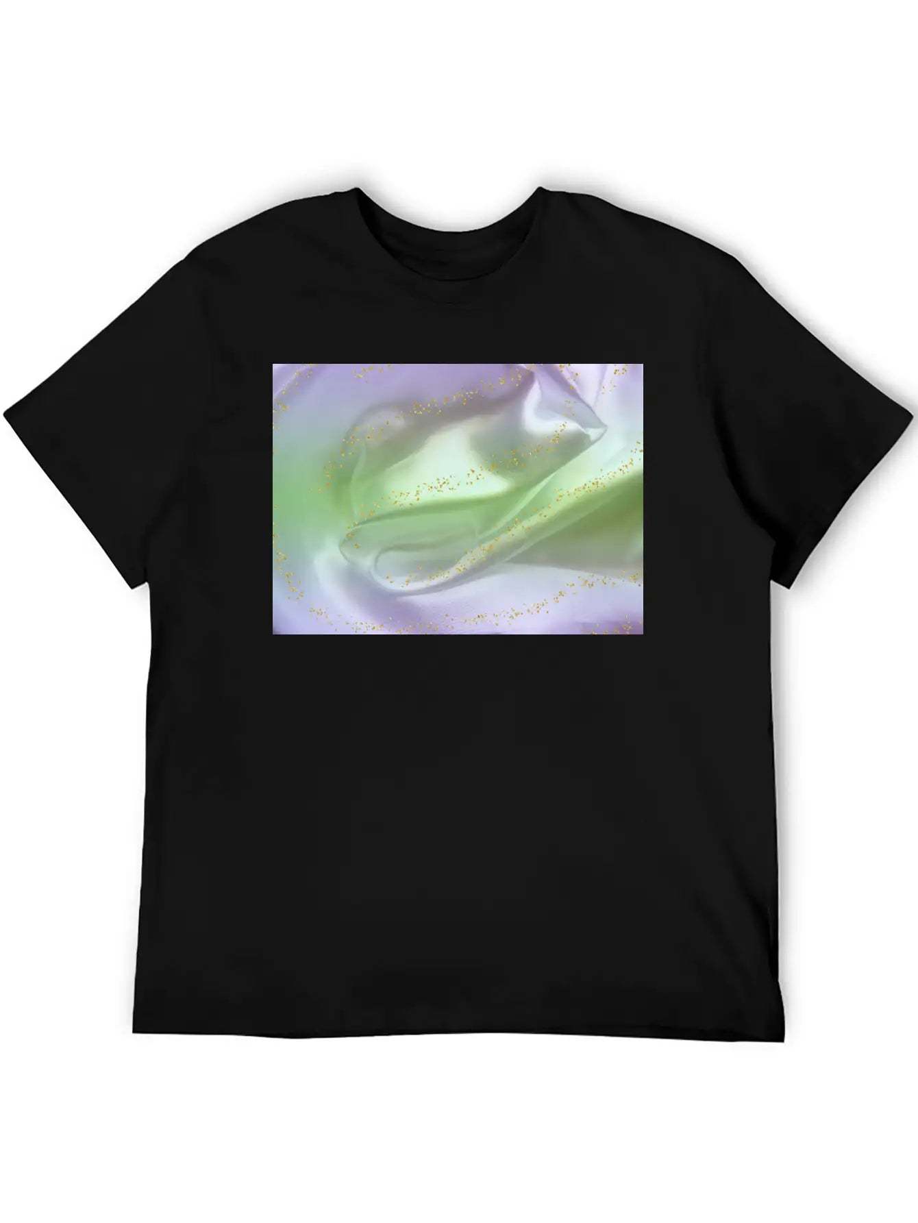 Lilac Green Satin Gold Glitter Timeless Short Sleeve Tee – Comfy And Minimalist Design