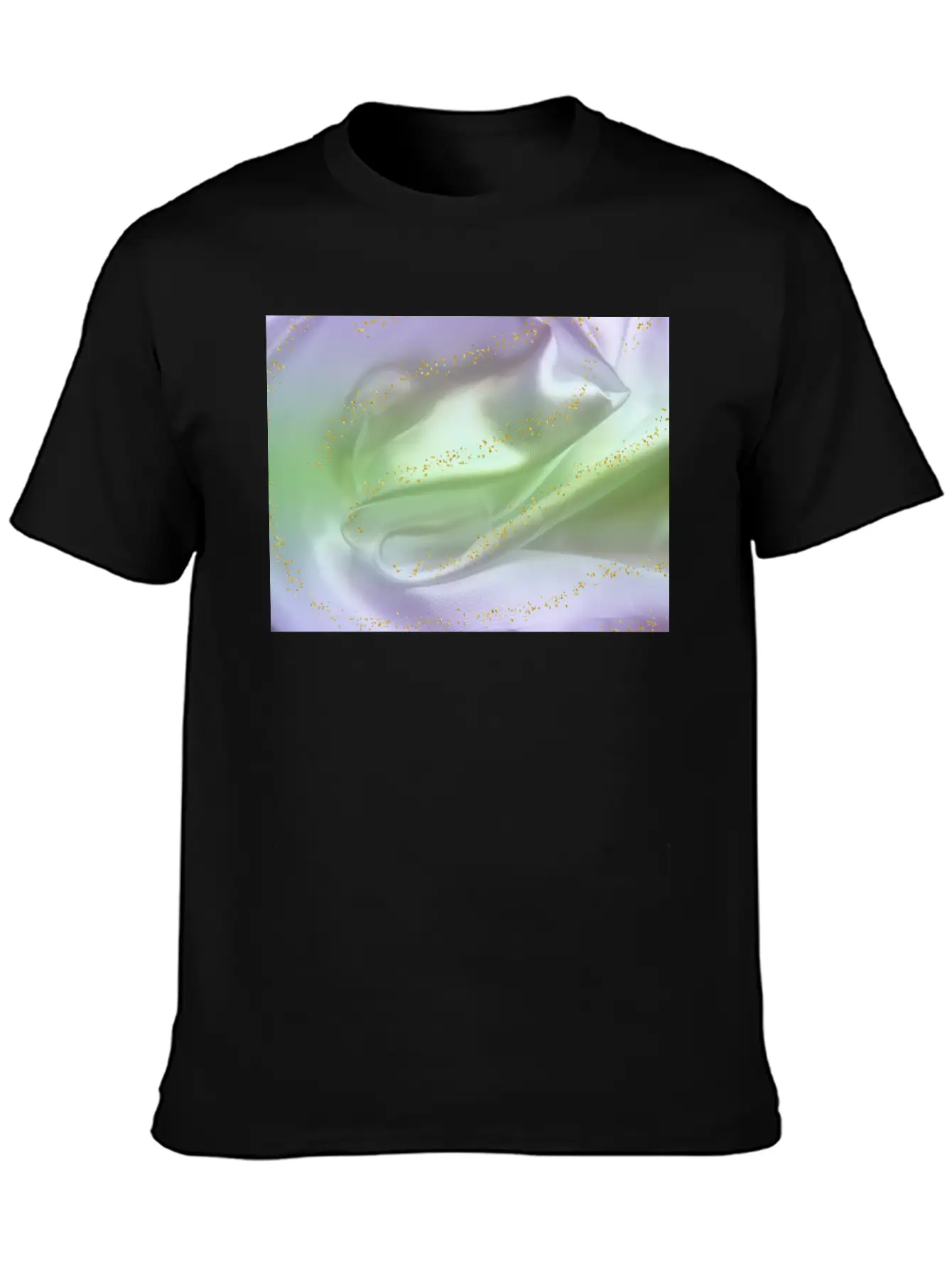 Lilac Green Satin Gold Glitter Timeless Short Sleeve Tee – Comfy And Minimalist Design