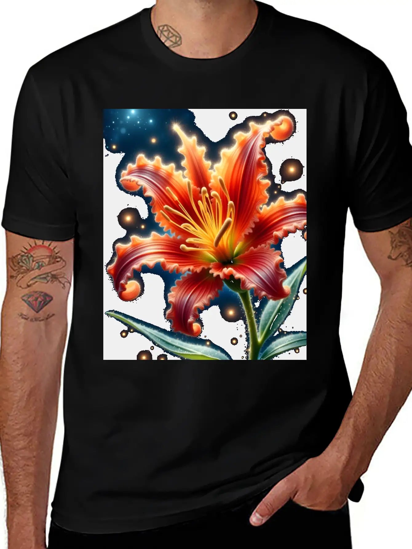 Lily Flower Art Lover Gift Stylish Everyday T-Shirt – Unisex Basic Cotton Tee