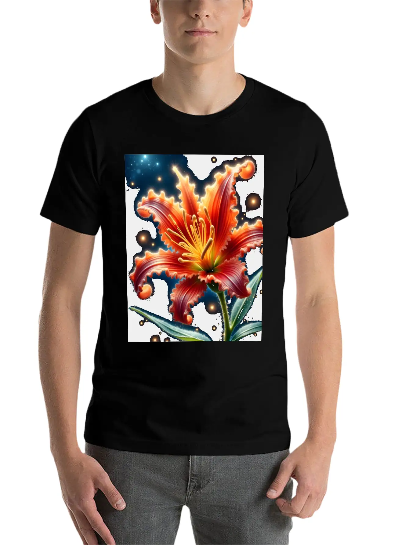 Lily Flower Art Lover Gift Stylish Everyday T-Shirt – Unisex Basic Cotton Tee