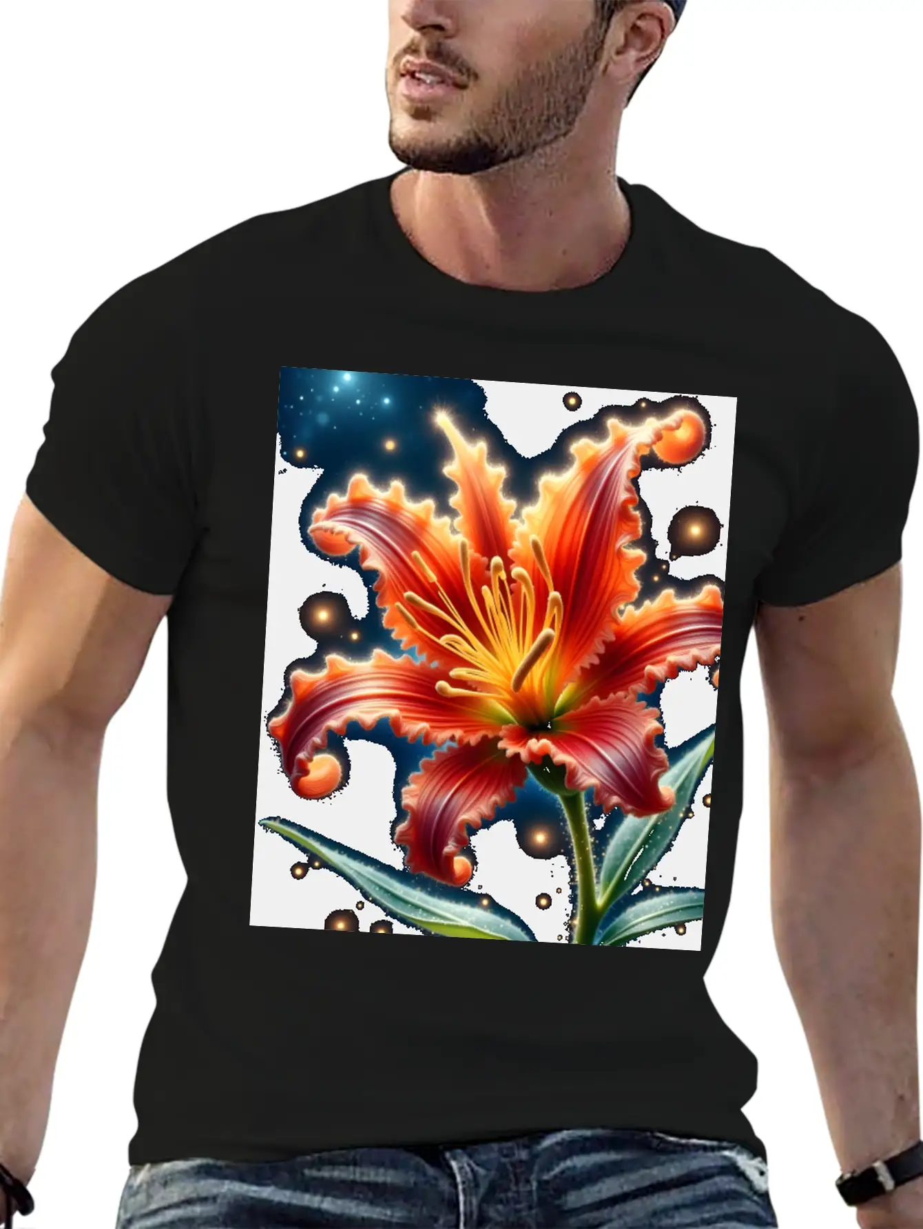 Lily Flower Art Lover Gift Stylish Everyday T-Shirt – Unisex Basic Cotton Tee