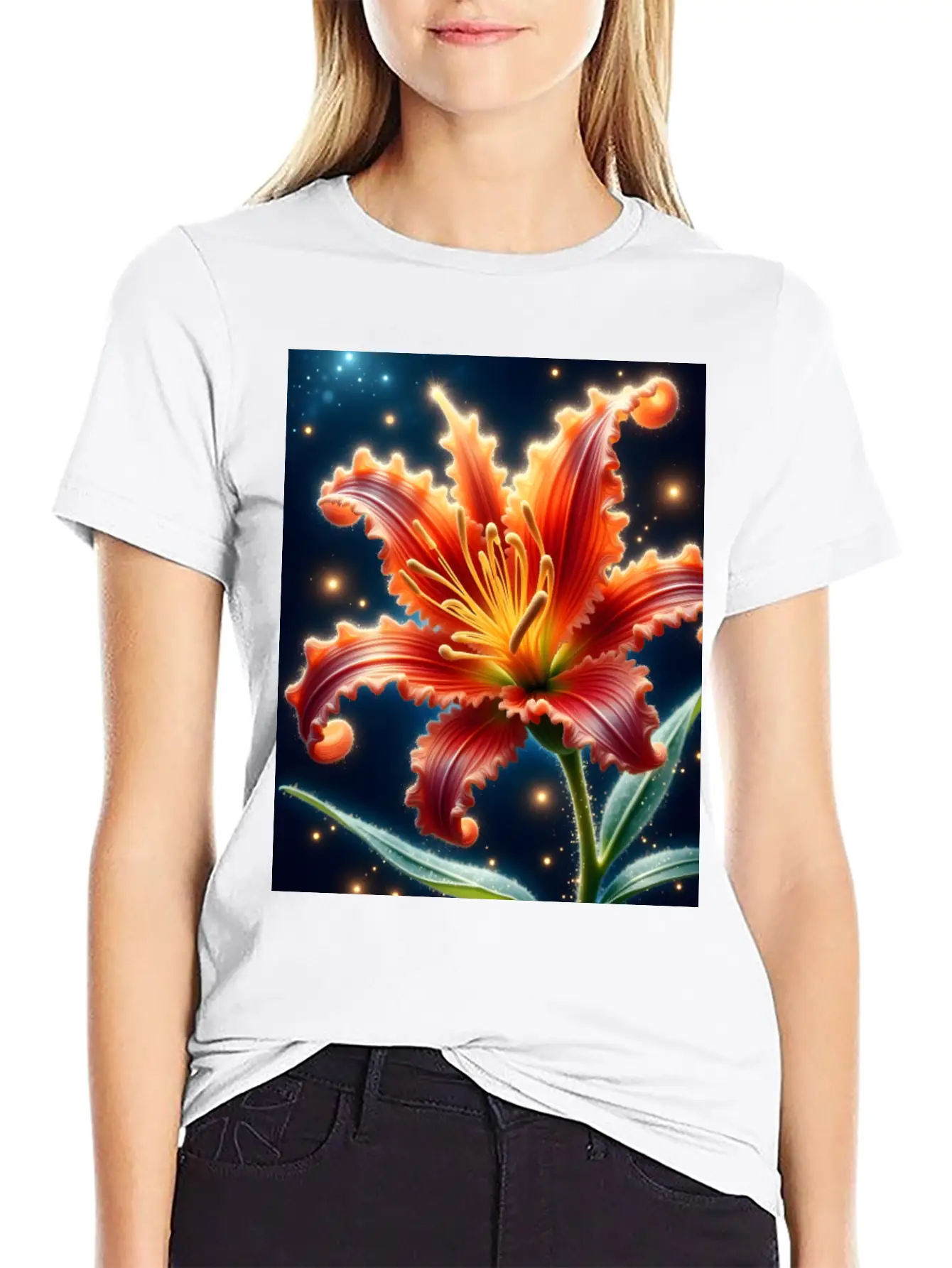 Lily Flower Art Lover Gift Stylish Everyday T-Shirt – Unisex Basic Cotton Tee