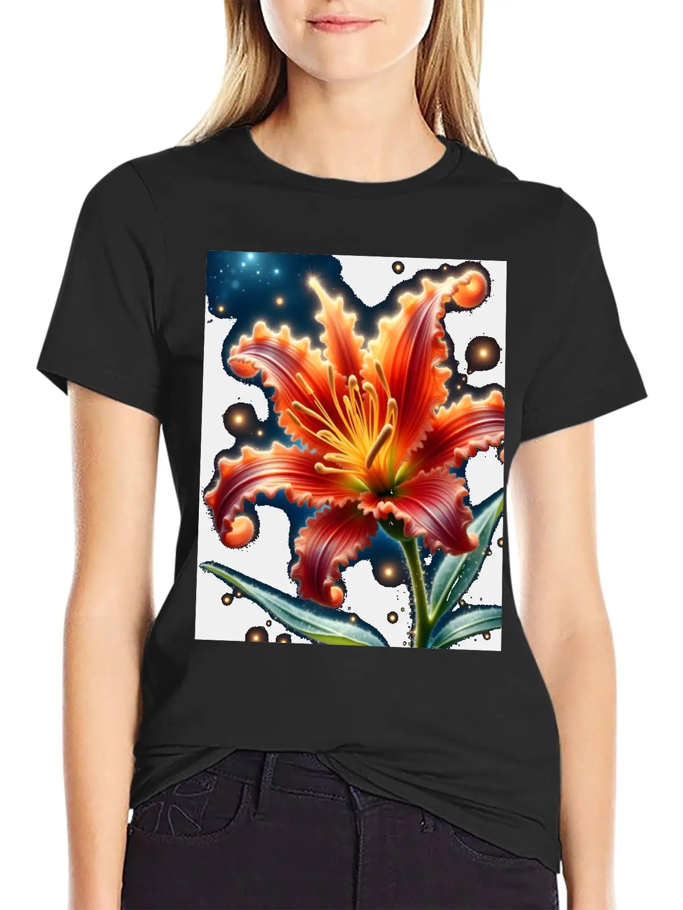 Lily Flower Art Lover Gift Stylish Everyday T-Shirt – Unisex Basic Cotton Tee